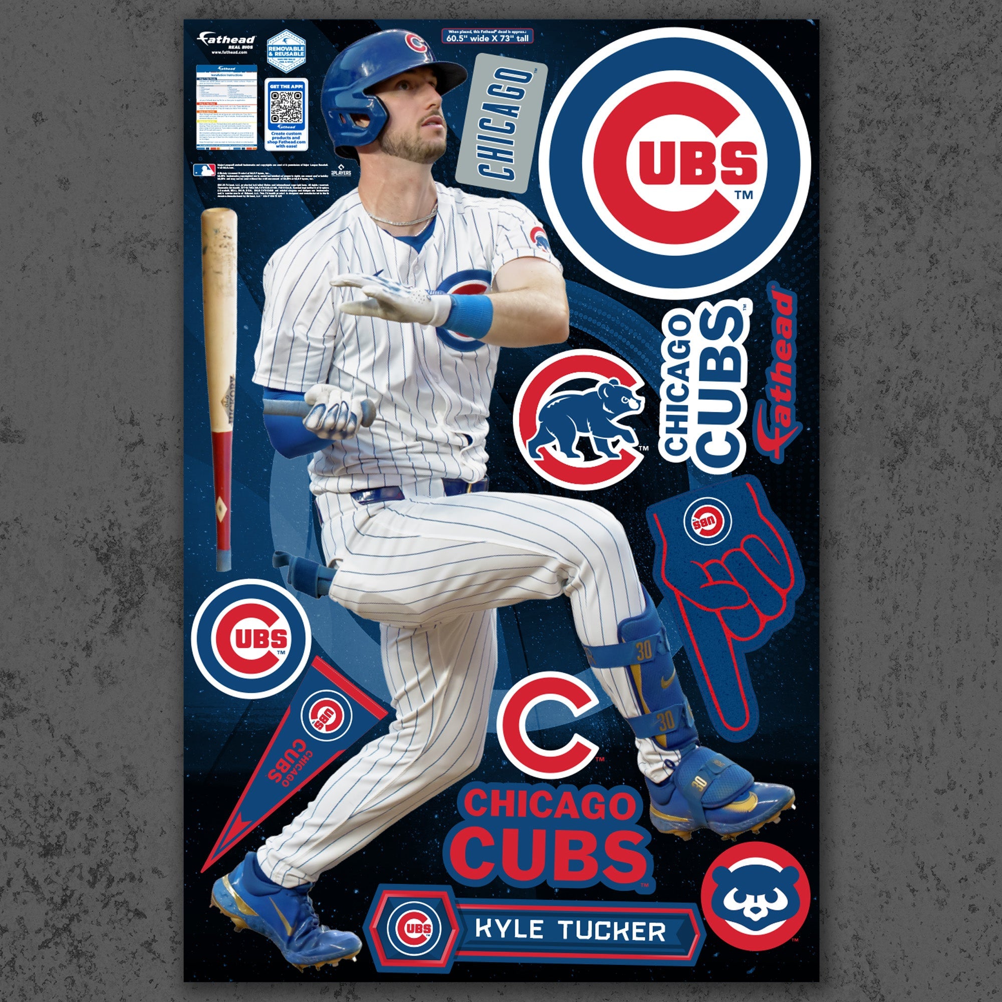 Kyle Tucker - RealBig Collection - Official MLB - Chicago Cubs - Reusable Vinyl Wall Decals
