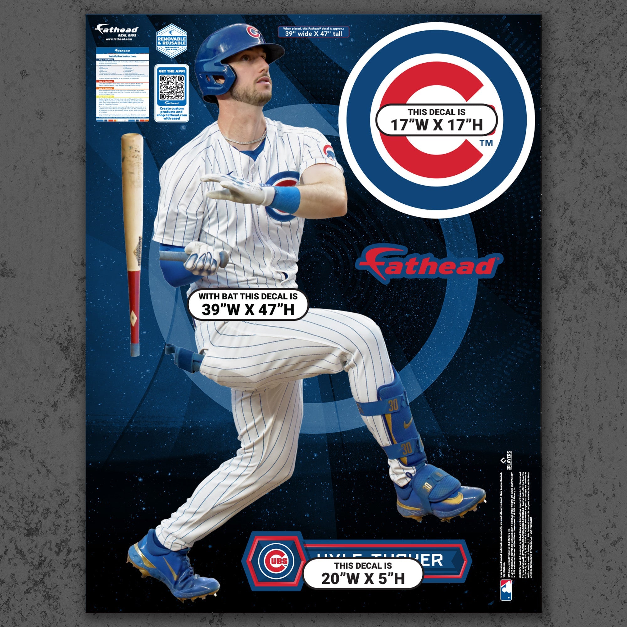 Kyle Tucker - RealBig Collection - Official MLB - Chicago Cubs - Reusable Vinyl Wall Decals