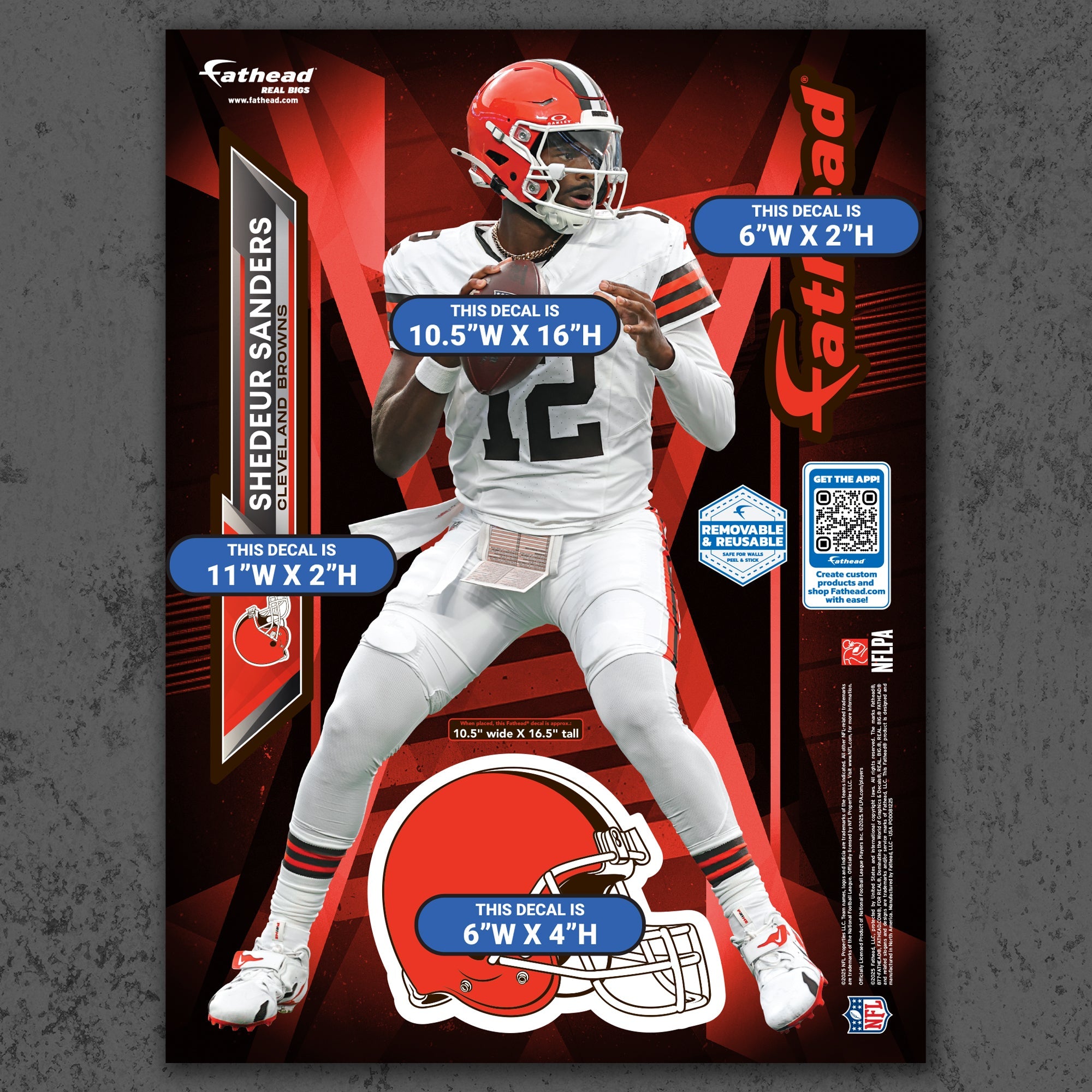 Shedeur Sanders - RealBig Collection - Official NFL - Cleveland Browns - Reusable Vinyl Wall Decals