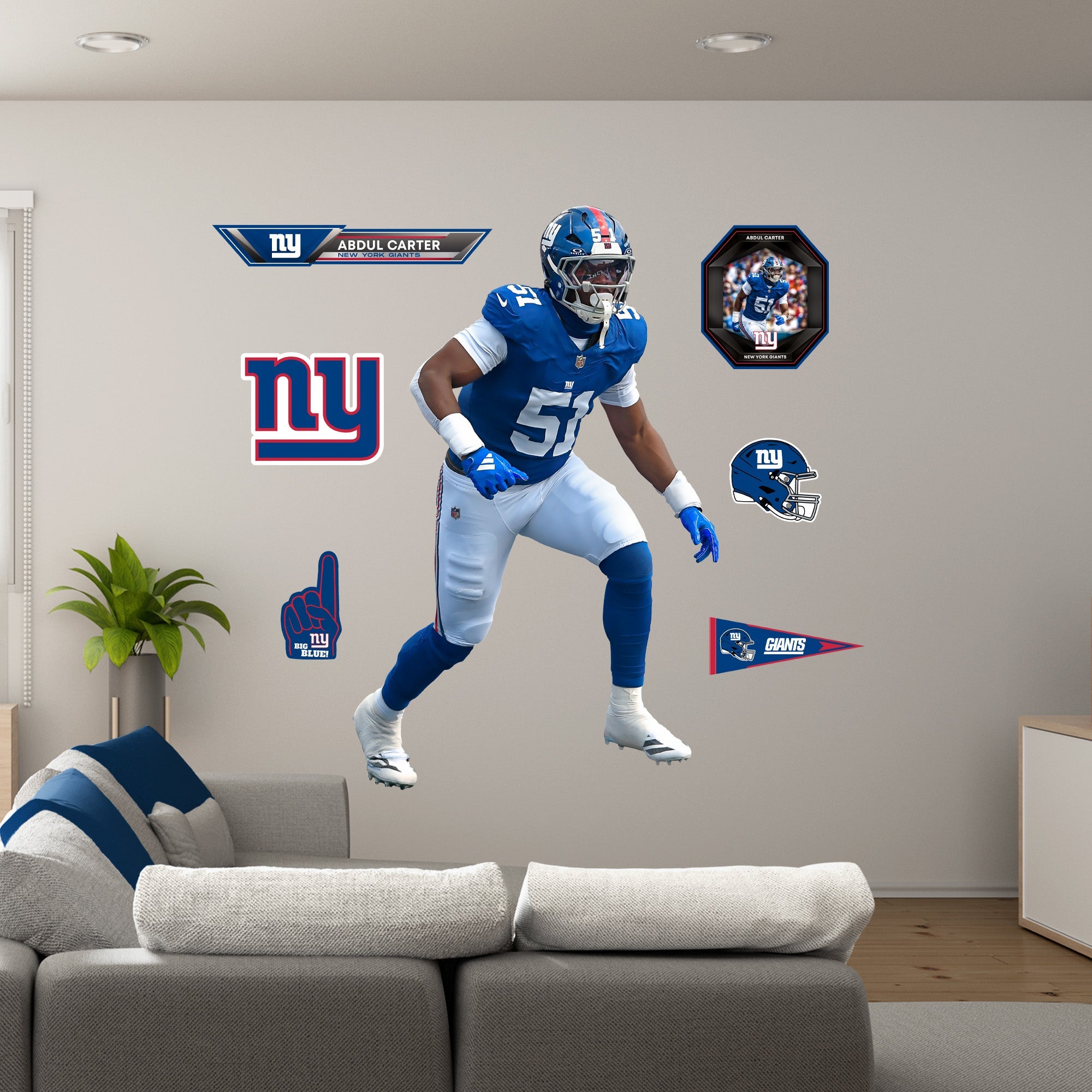 Abdul Carter - RealBig Collection - Official NFL - New York Giants - Reusable Vinyl Wall Decals