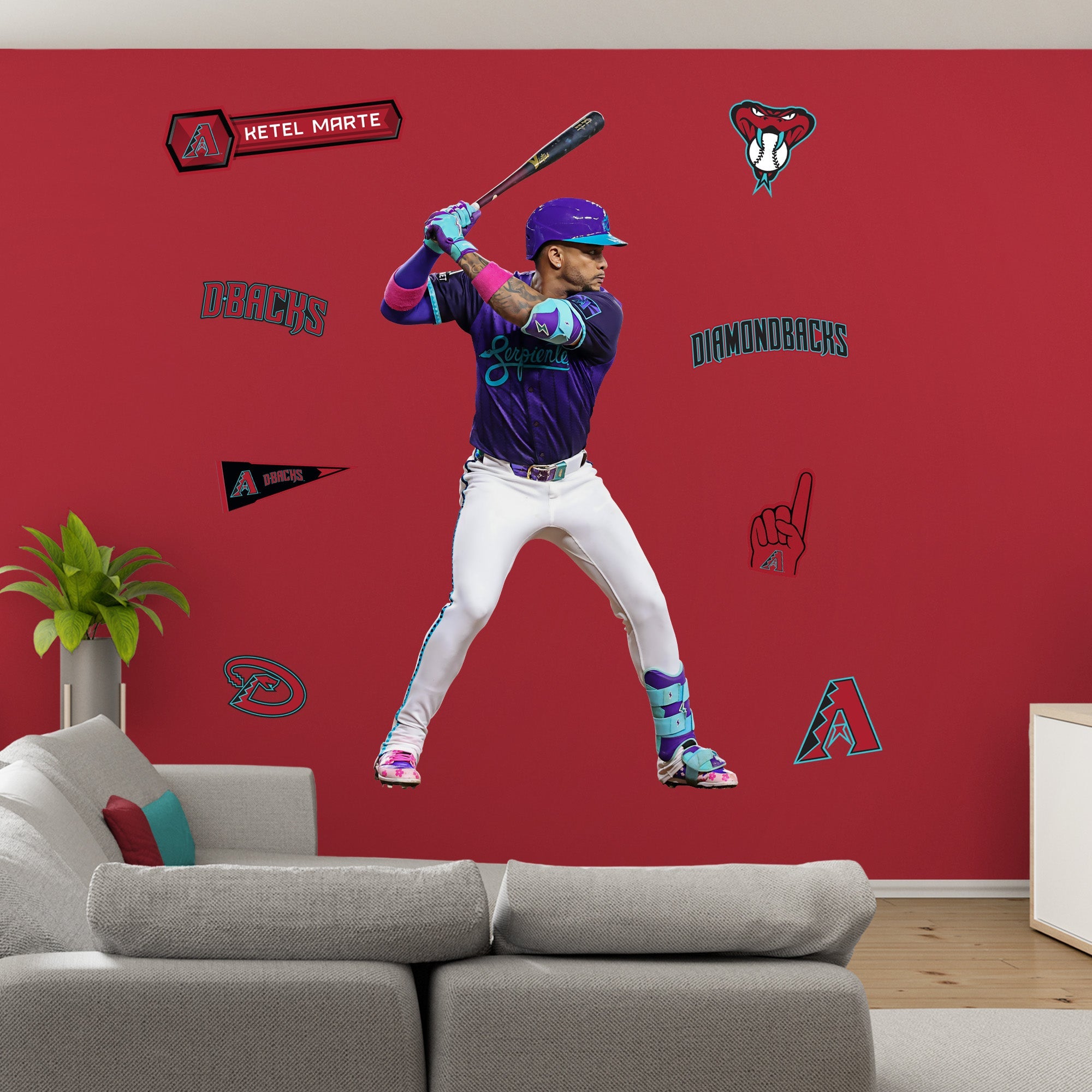 Ketel Marte - RealBig City Connect Collection - Official MLB - Arizona Diamondbacks - Reusable Vinyl Wall Decals