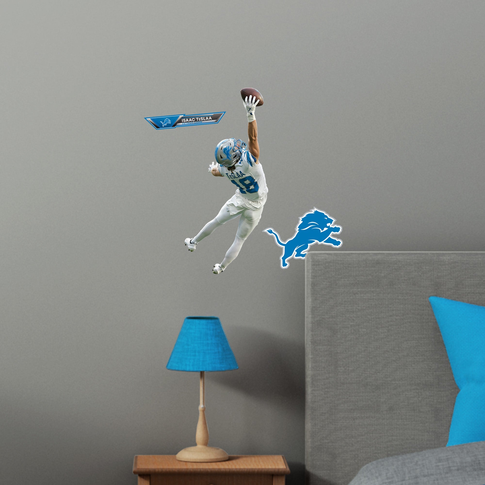 Isaac TeSlaa - RealBig One-Handed Catch Collection - Official NFL - Detroit Lions - Reusable Vinyl Wall Decals