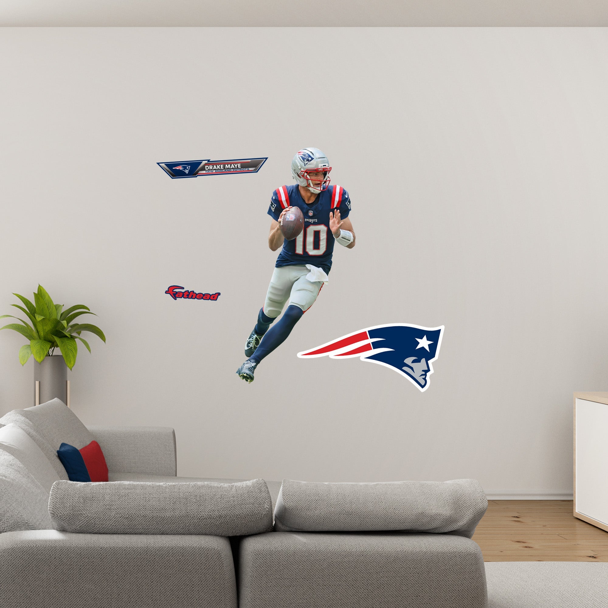 Drake Maye - RealBig Collection - Official NFL - New England Patriots - Reusable Vinyl Wall Decals