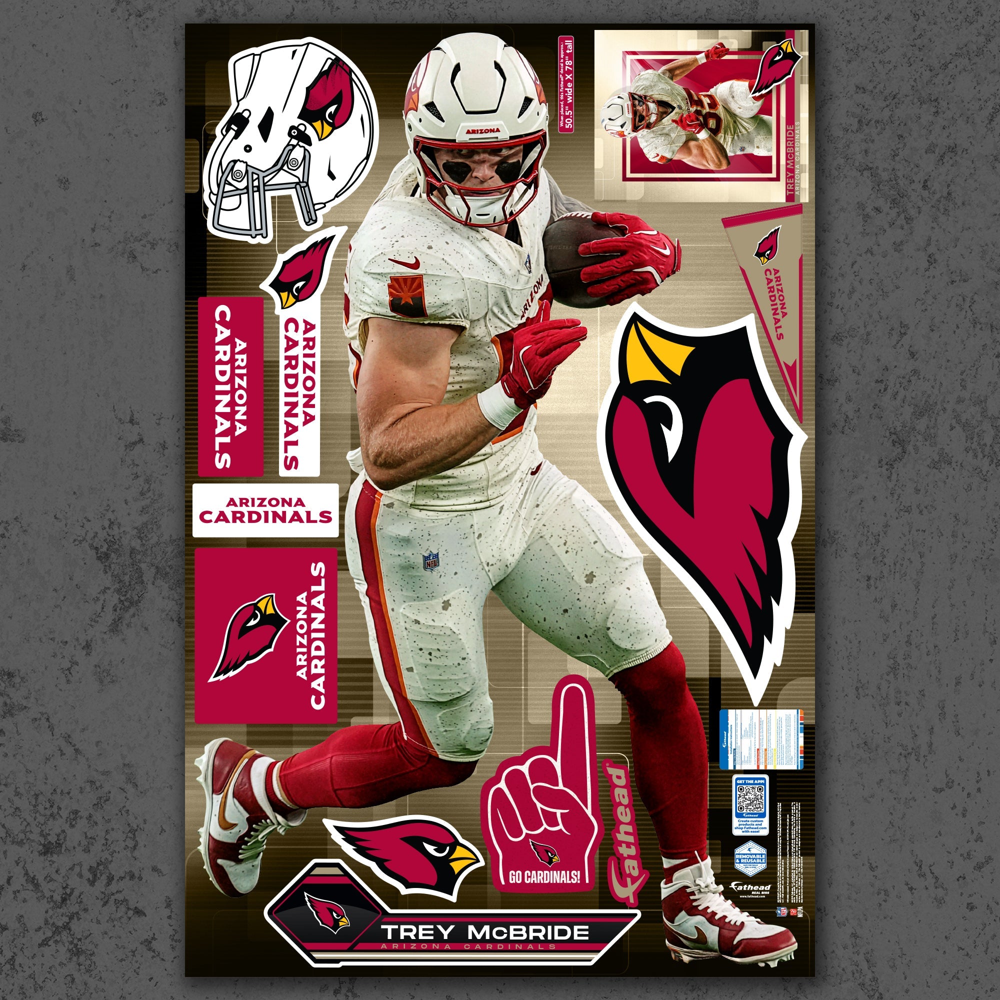 Trey McBride - RealBig Rivalry Uniform Collection - Official NFL - Arizona Cardinals - Reusable Vinyl Wall Decals