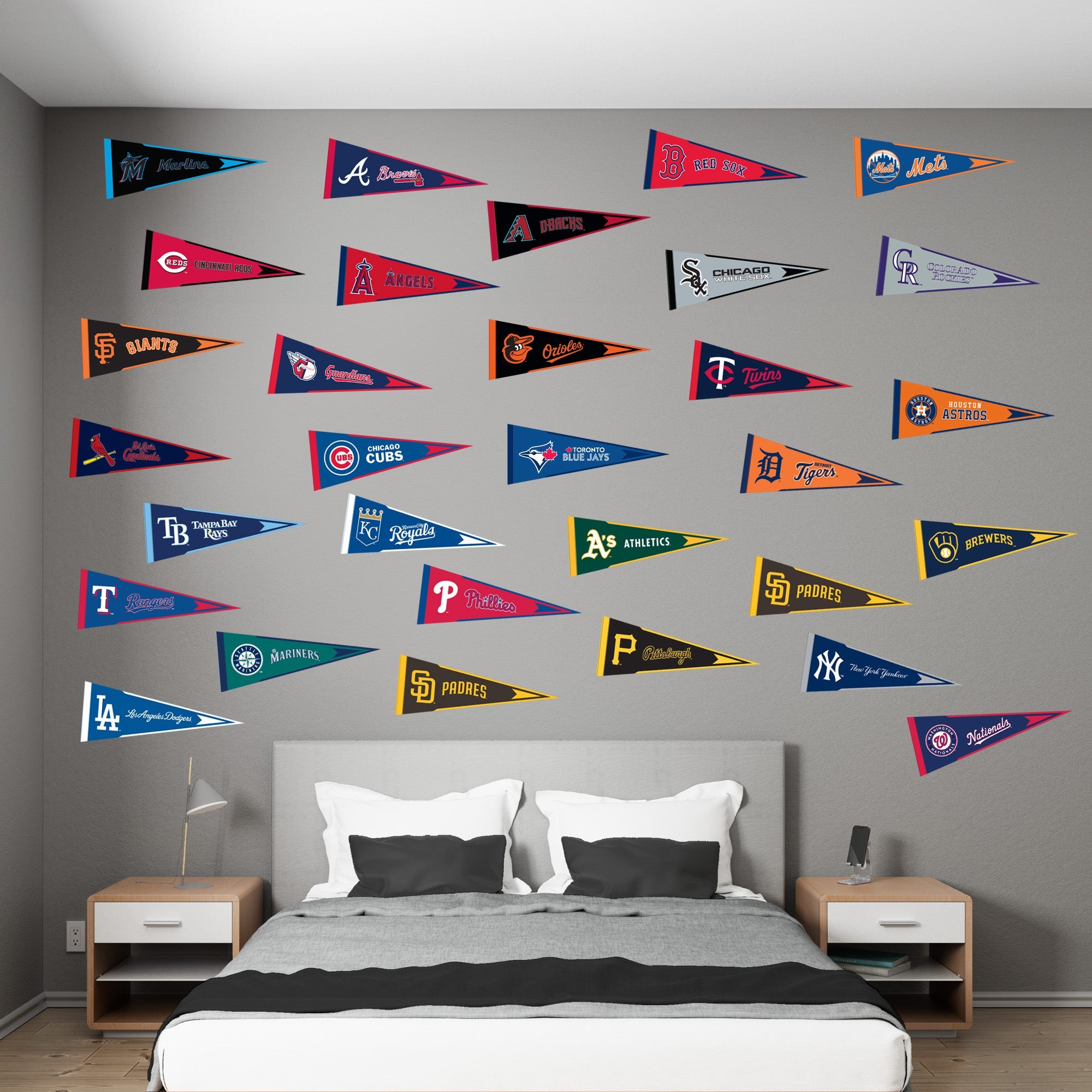 MLB Team Logos - RealBig Pennants Collection - Official MLB - Reusable Vinyl Wall Decals