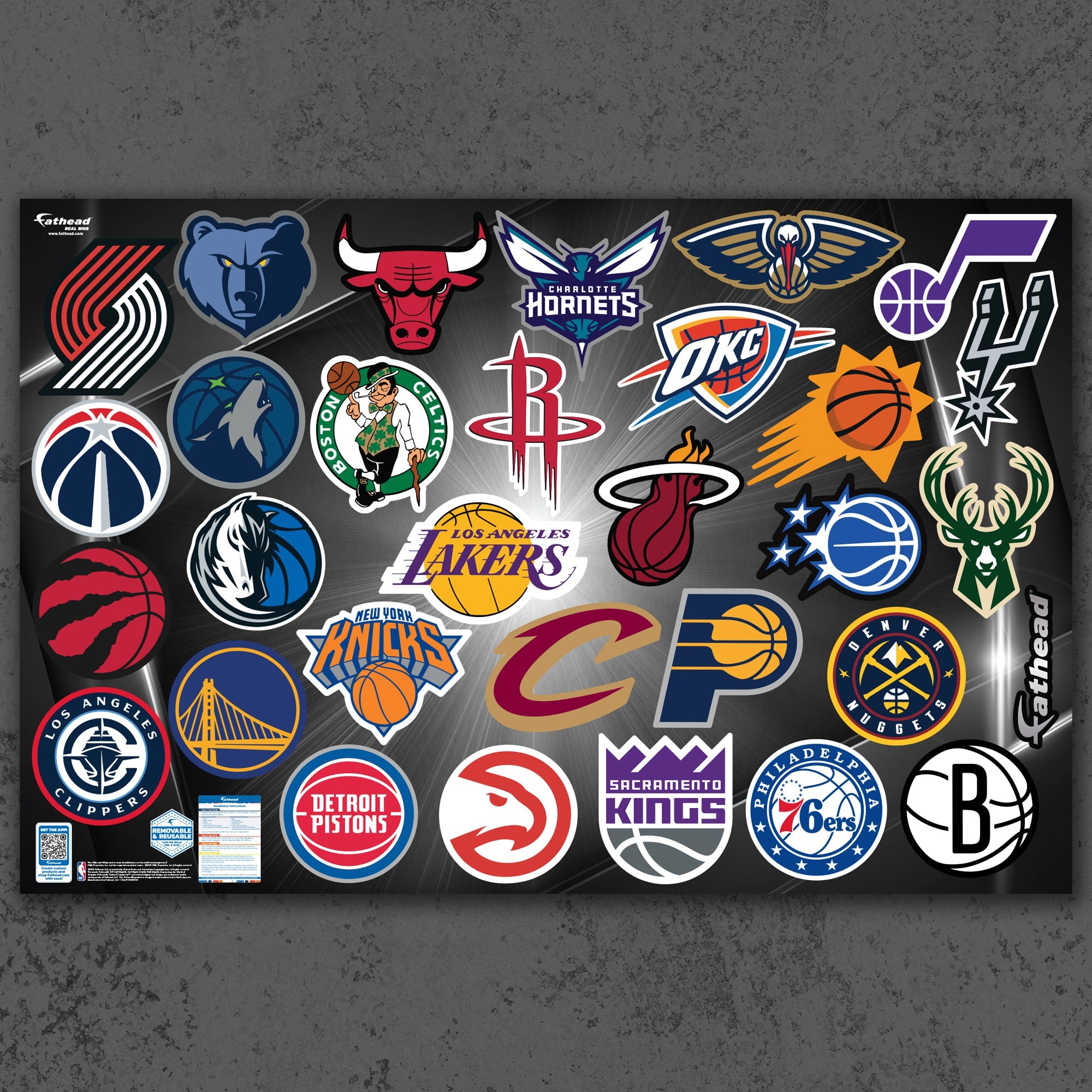 NBA Team Logos - RealBig Logo Collection - Official NBA - Reusable Vinyl Wall Decals