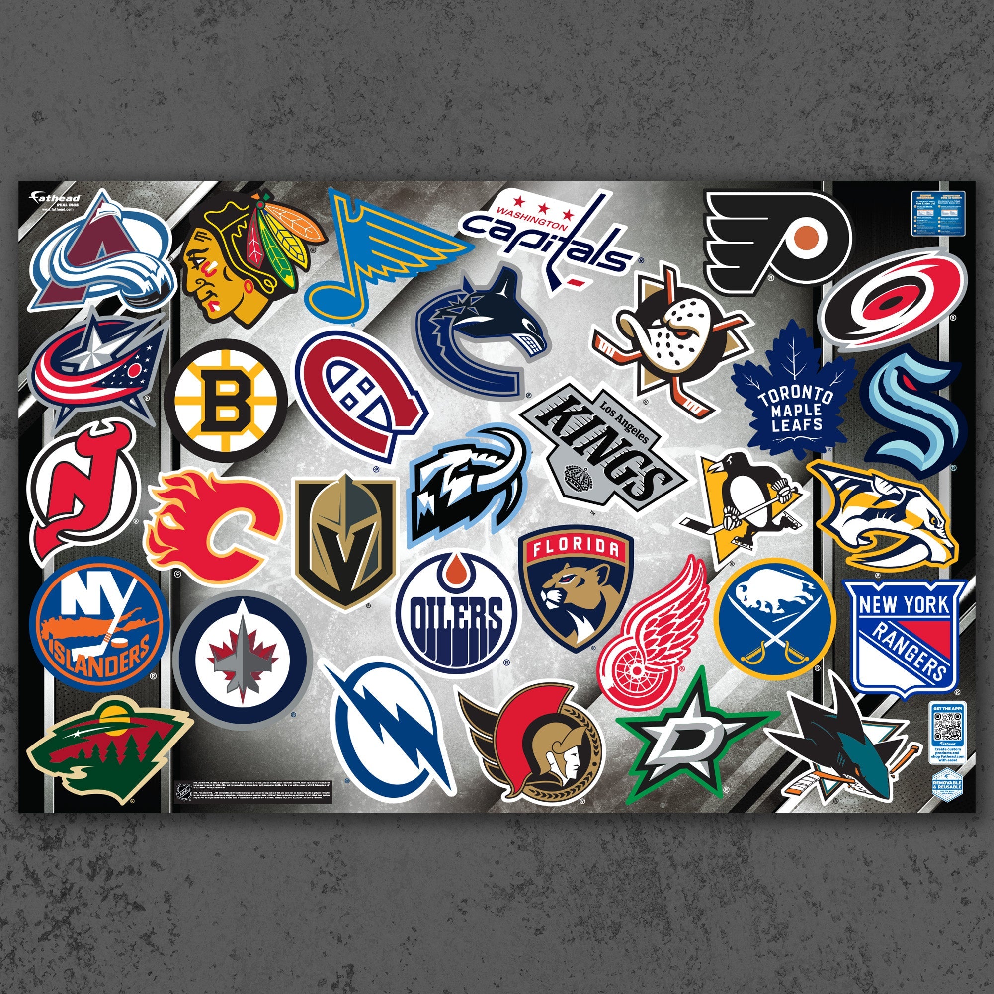 NHL Team Logos - RealBig Logo Collection - Official NHL - Reusable Vinyl Wall Decals