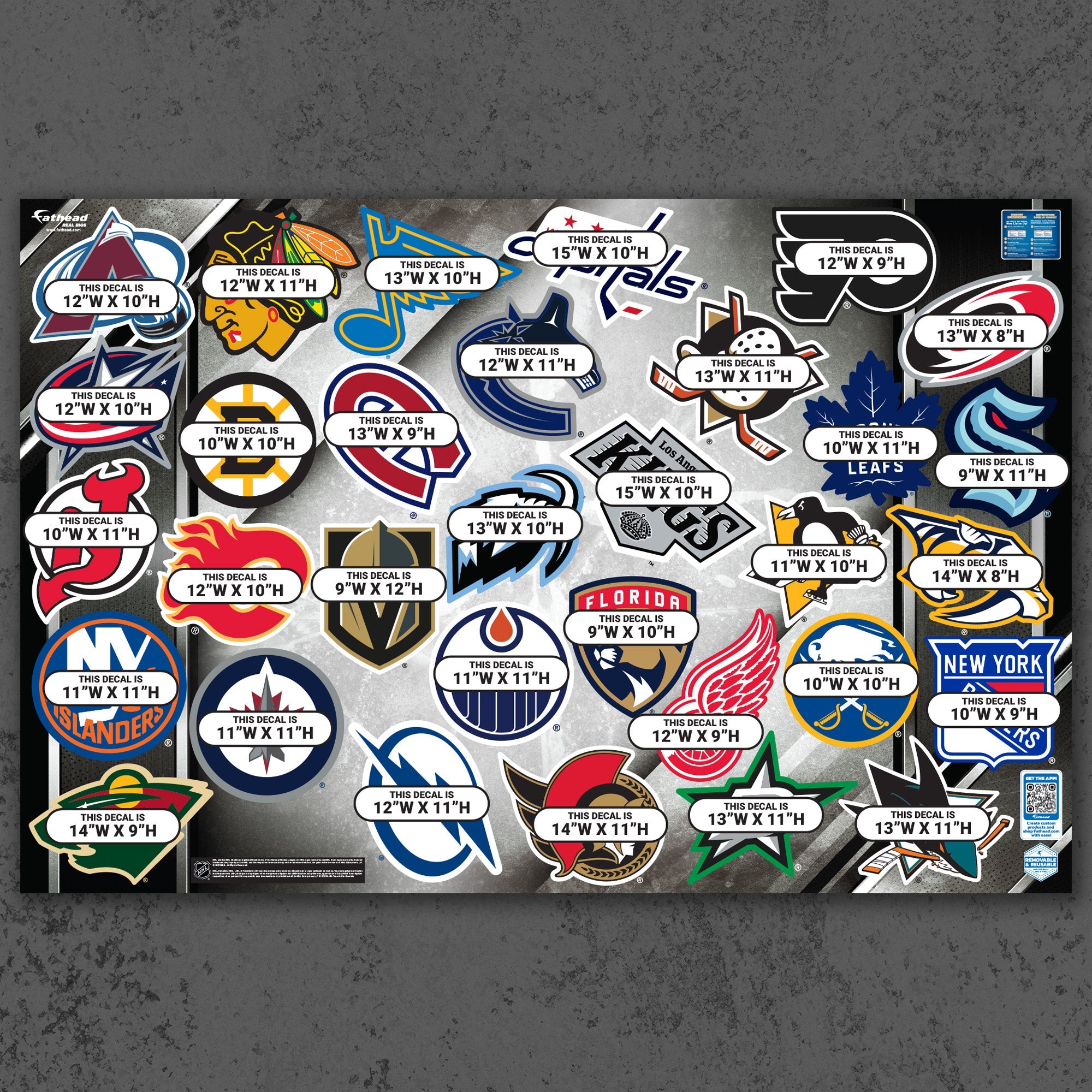 NHL Team Logos - RealBig Logo Collection - Official NHL - Reusable Vinyl Wall Decals