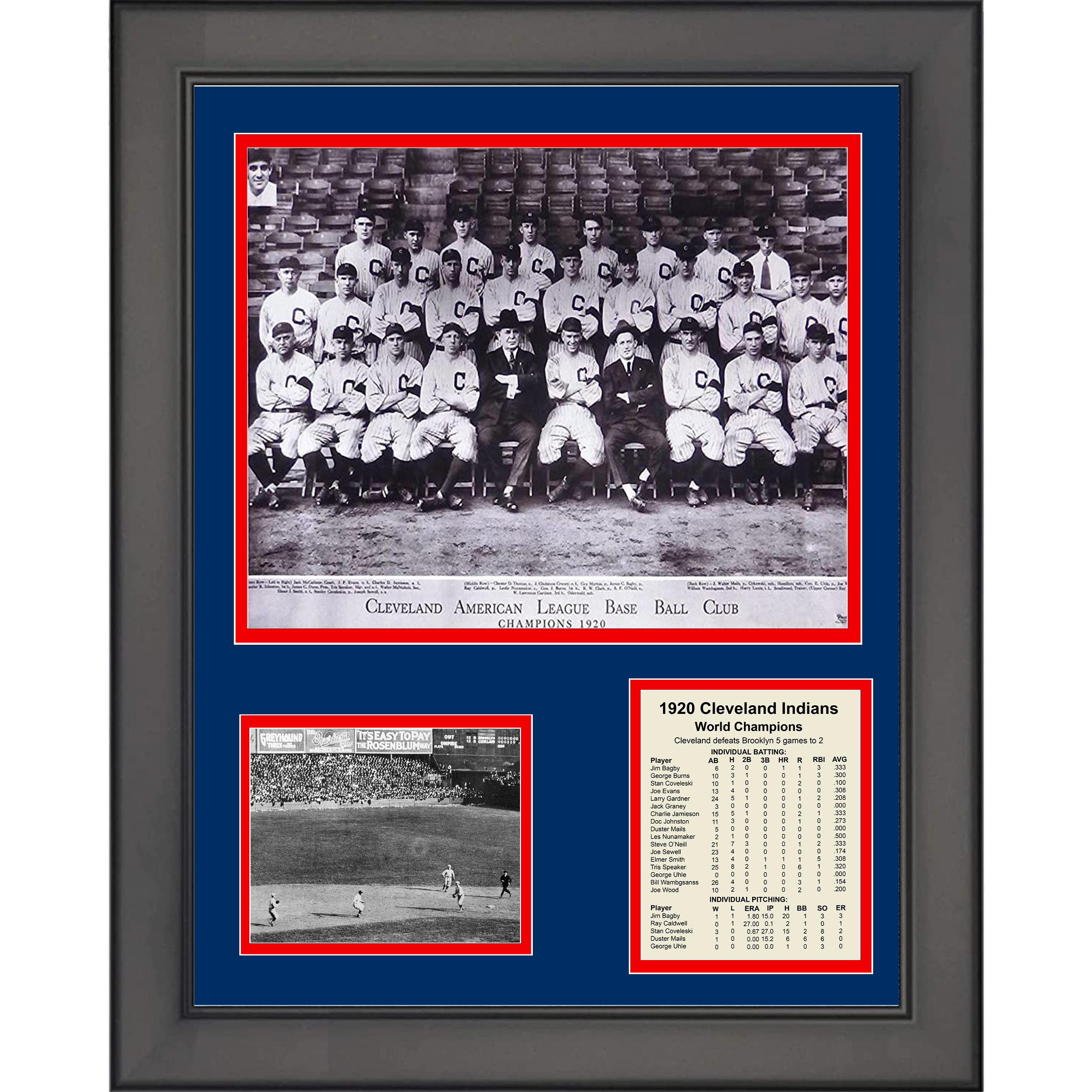 Framed Cleveland Guardians 1920 World Series Champions 11"x14" Baseball Three Photo Collage