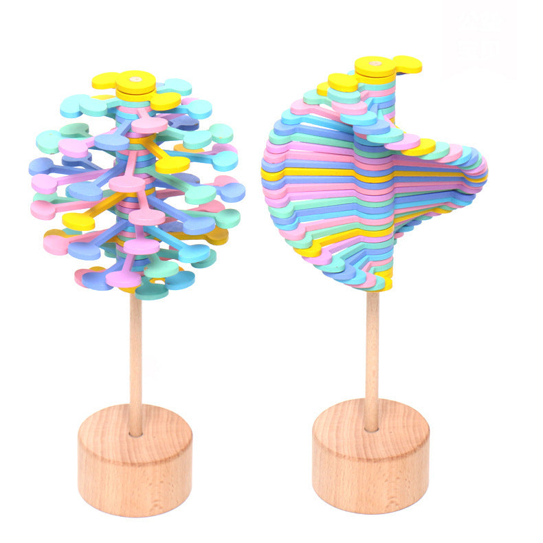 Wooden Rotating Lollipop Toy – Stress Relief Spiral Desk Ornament