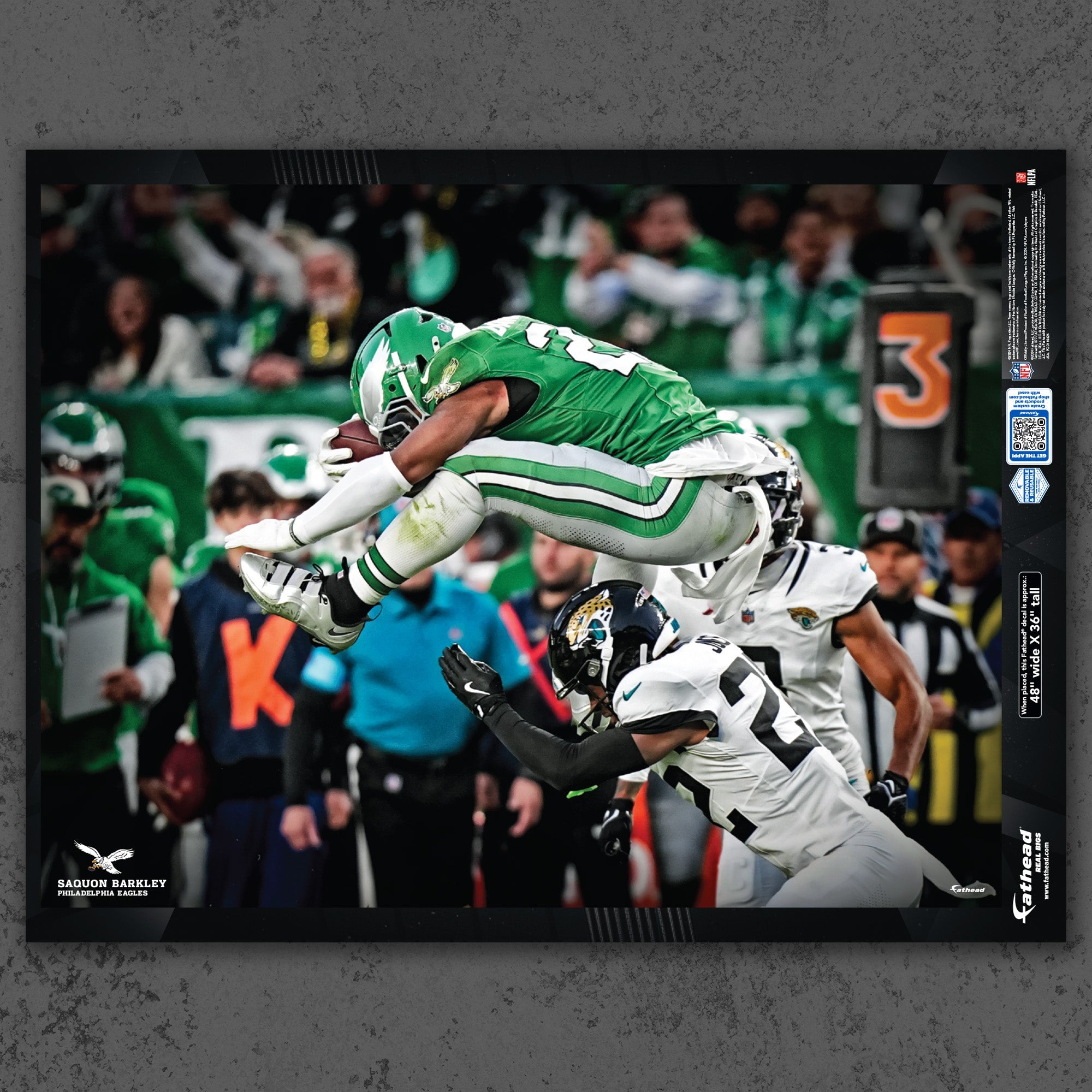 Saquon Barkley - Backward Hurdle Peel & Stick Poster - Official NFL - Philadelphia Eagles Reusable Vinyl Wall Decal