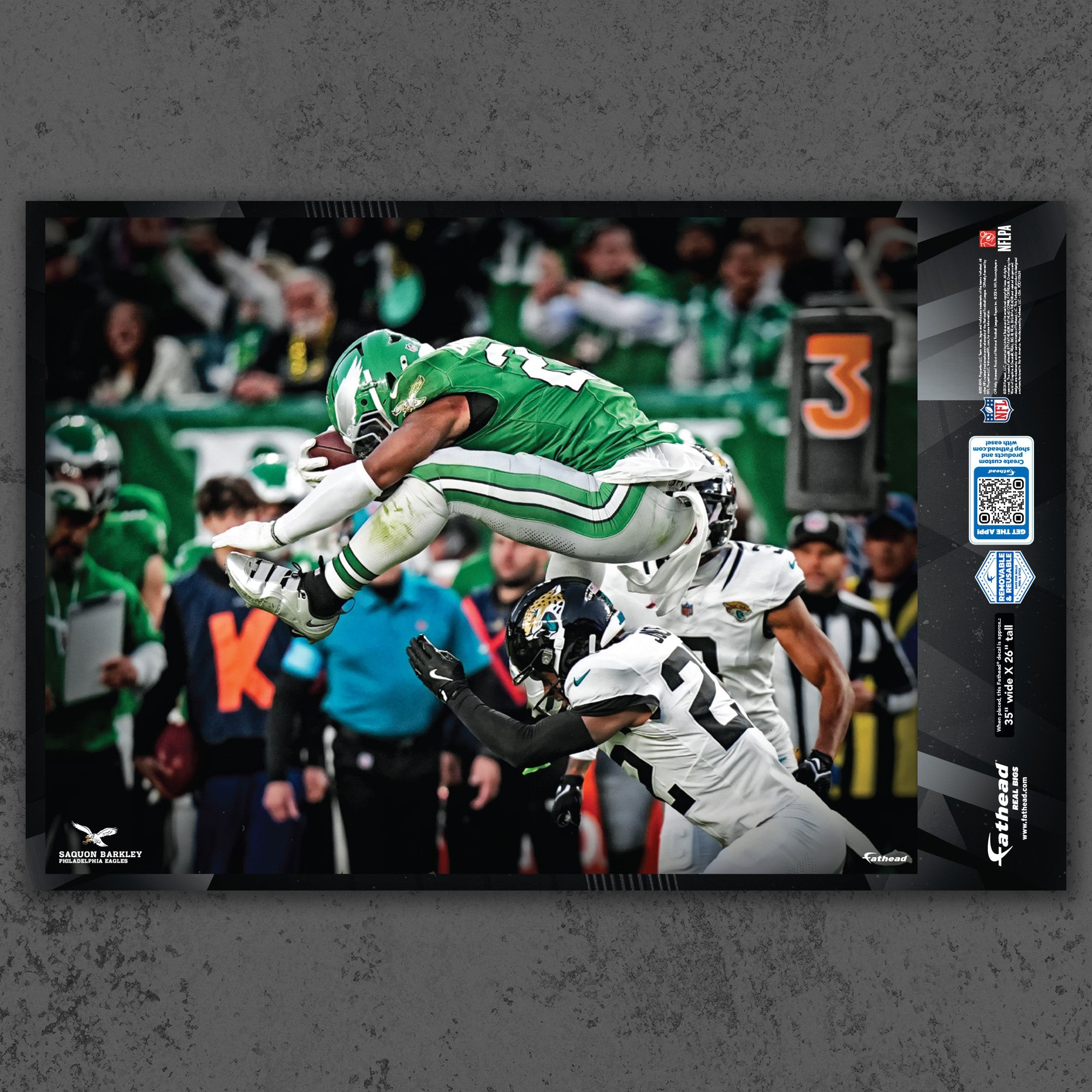Saquon Barkley - Backward Hurdle Peel & Stick Poster - Official NFL - Philadelphia Eagles Reusable Vinyl Wall Decal