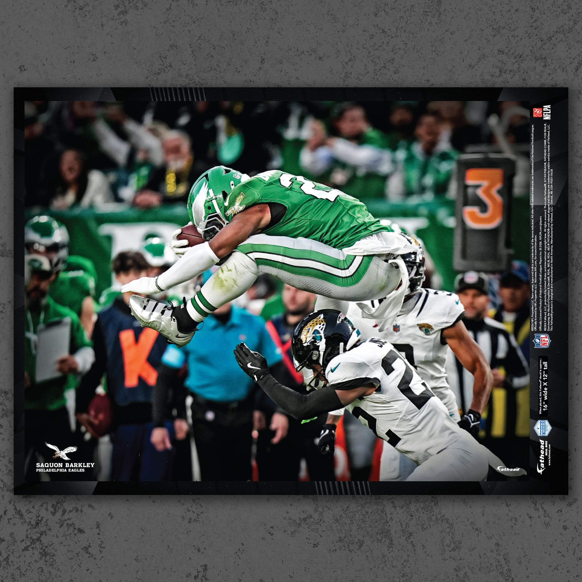 Saquon Barkley - Backward Hurdle Peel & Stick Poster - Official NFL - Philadelphia Eagles Reusable Vinyl Wall Decal