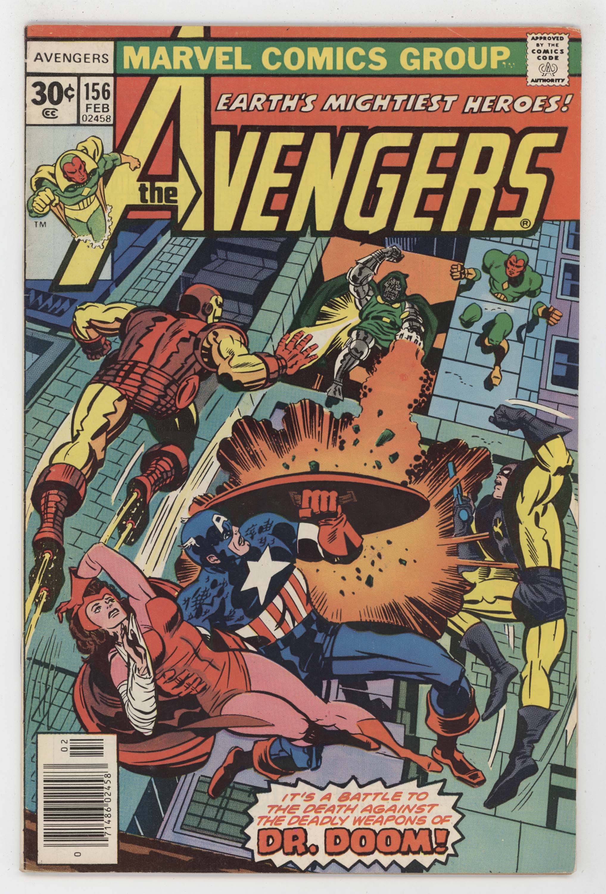 Avengers 156 Marvel 1977 VG FN Captain America Iron Man Scarlet Witch Jack Kirby