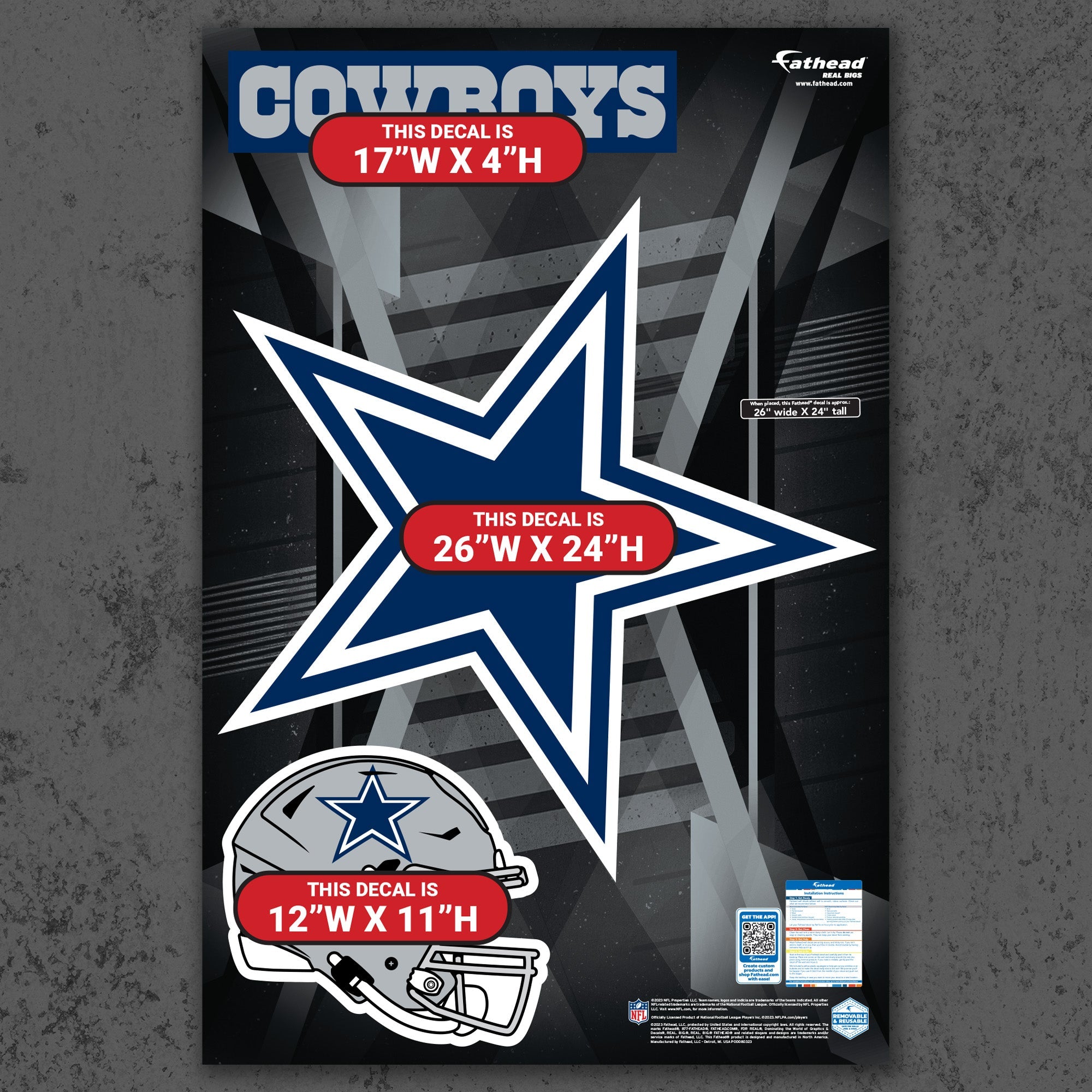 Dallas Cowboys - RealBig Logo Collection - Official NFL - Reusable Vinyl Wall Decals