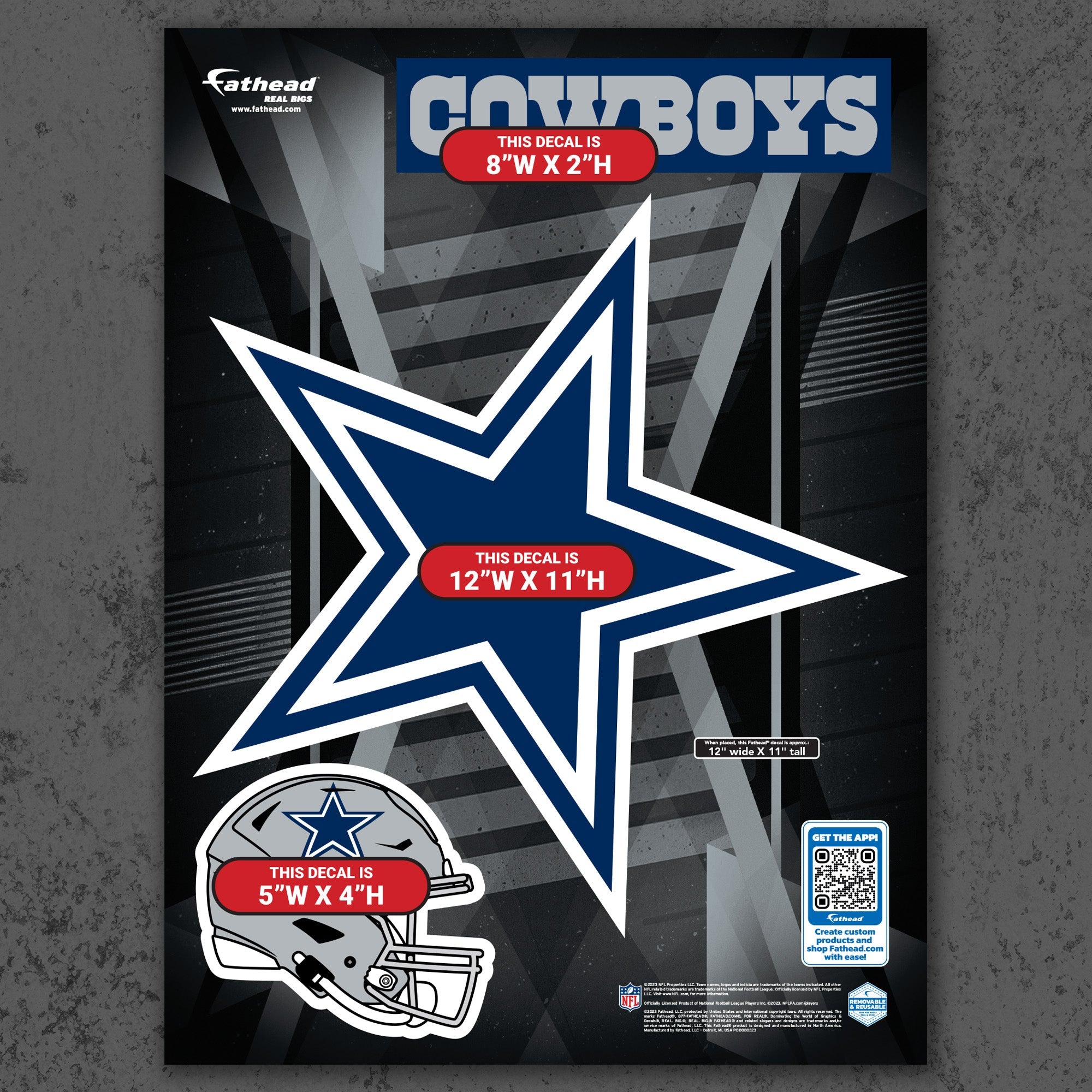 Dallas Cowboys - RealBig Logo Collection - Official NFL - Reusable Vinyl Wall Decals