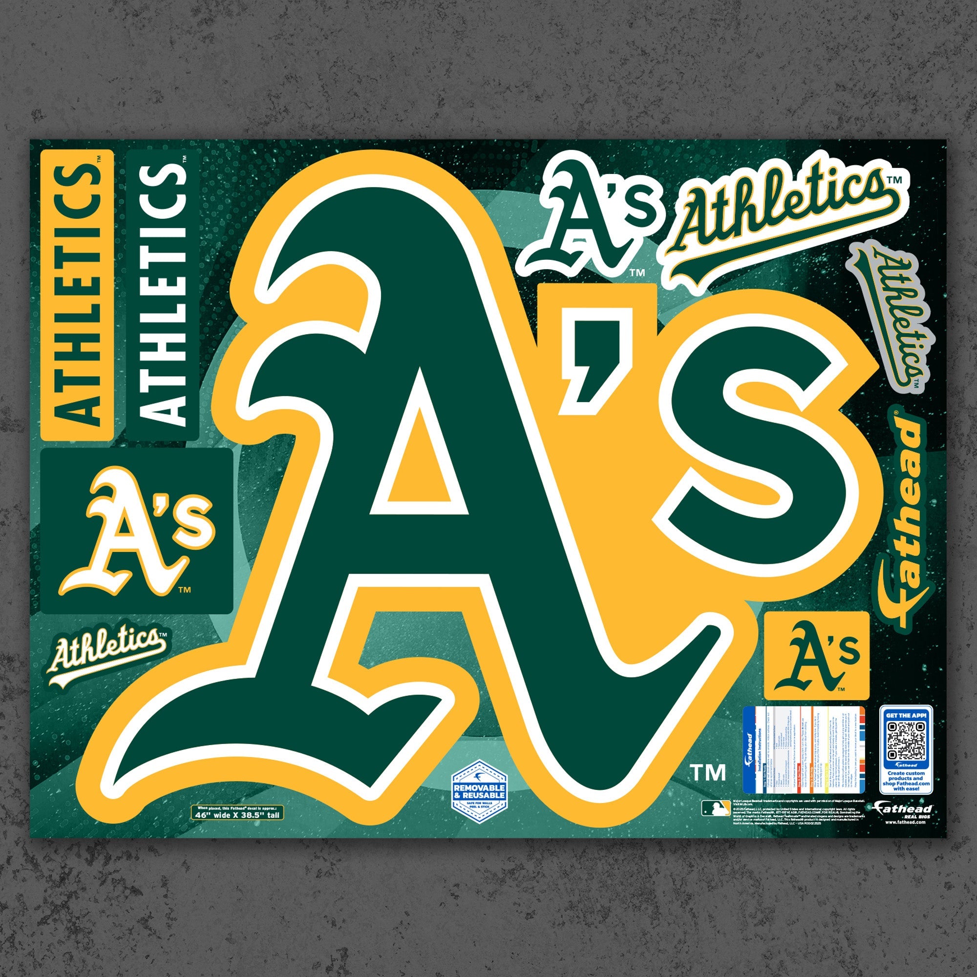 Athletics Logo - RealBig Collection - Official MLB - Reusable Vinyl Wall Decals