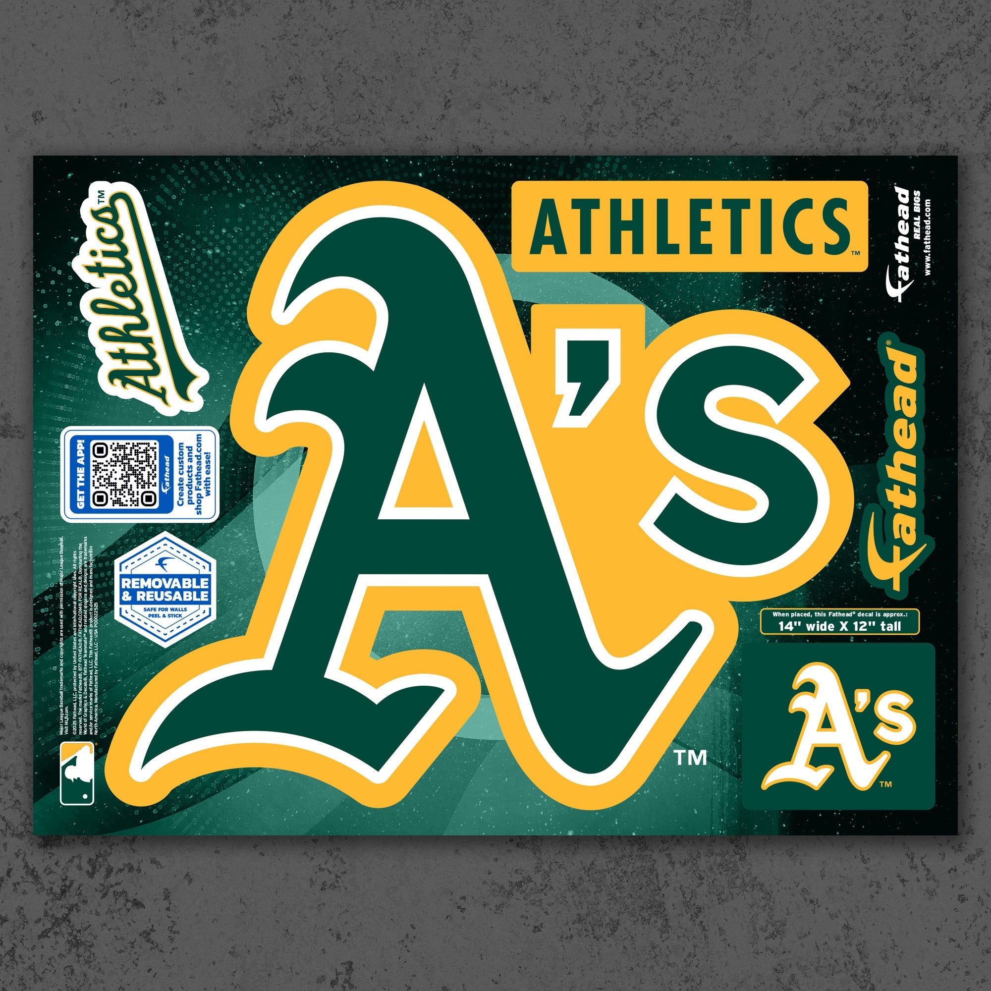 Athletics Logo - RealBig Collection - Official MLB - Reusable Vinyl Wall Decals