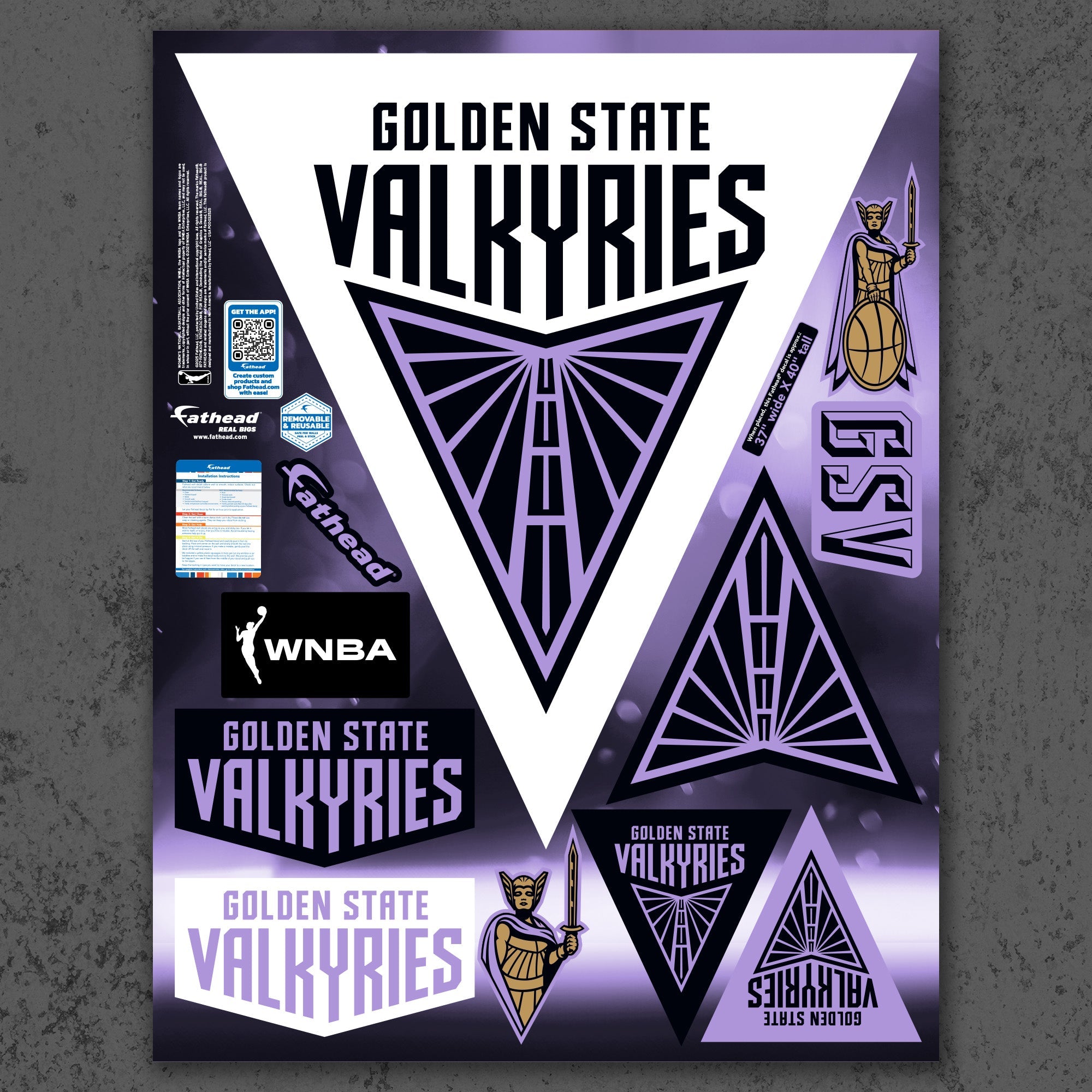 Golden State Valkyries - RealBig Logo Collection - Official WNBA - Reusable Vinyl Wall Decals