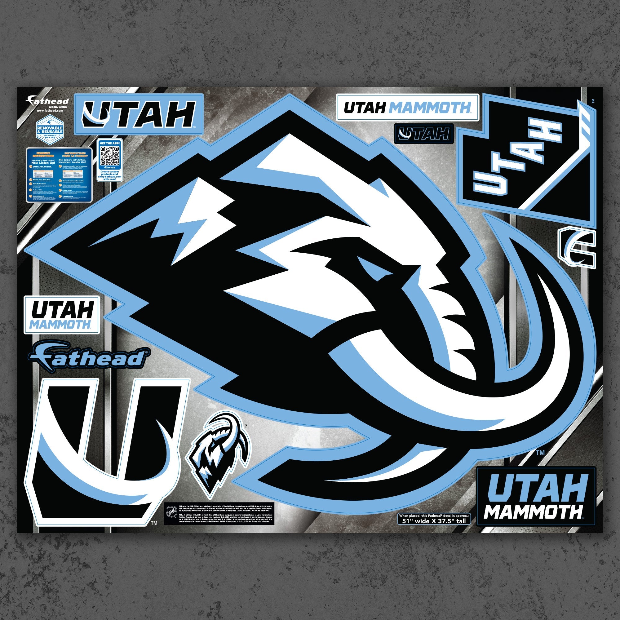 Utah Mammoth - RealBig Logo Collection - Official NHL - Utah Mammoth - Reusable Vinyl Wall Decals