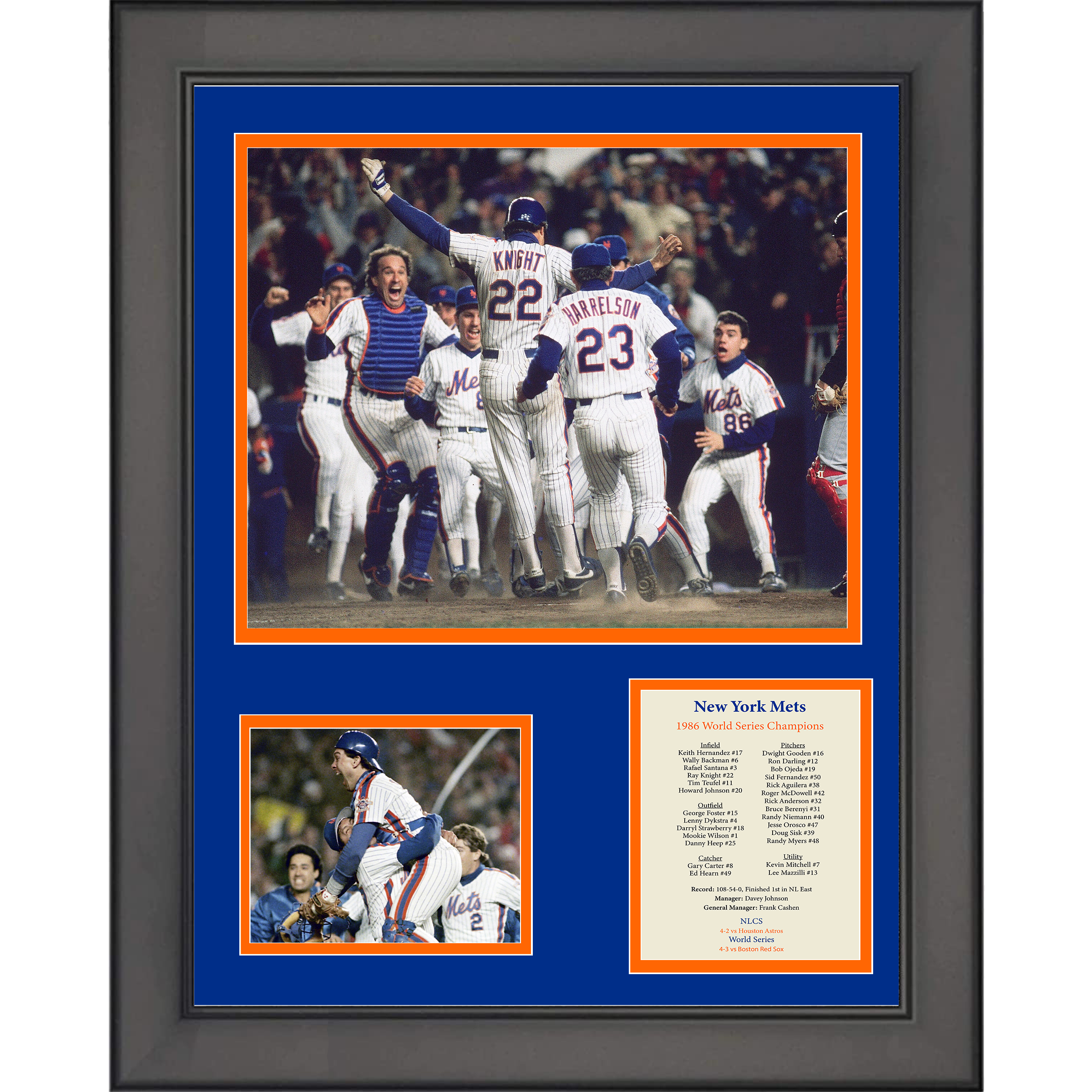 Framed New York Mets 1986 World Series Champions 11"x14" Baseball Three Photo Collage