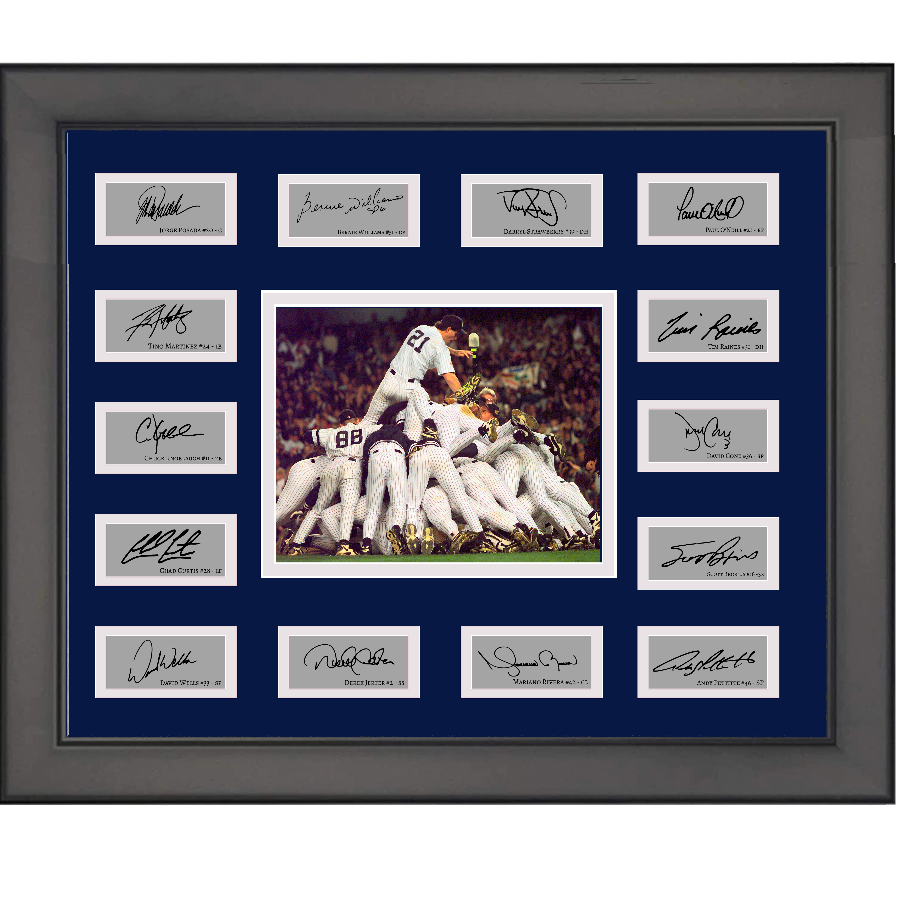 Framed 1998 New York Yankees MLB World Series Champions Team Facsimile Laser Engraved Signature Auto Collage 20x25 Baseball Photo