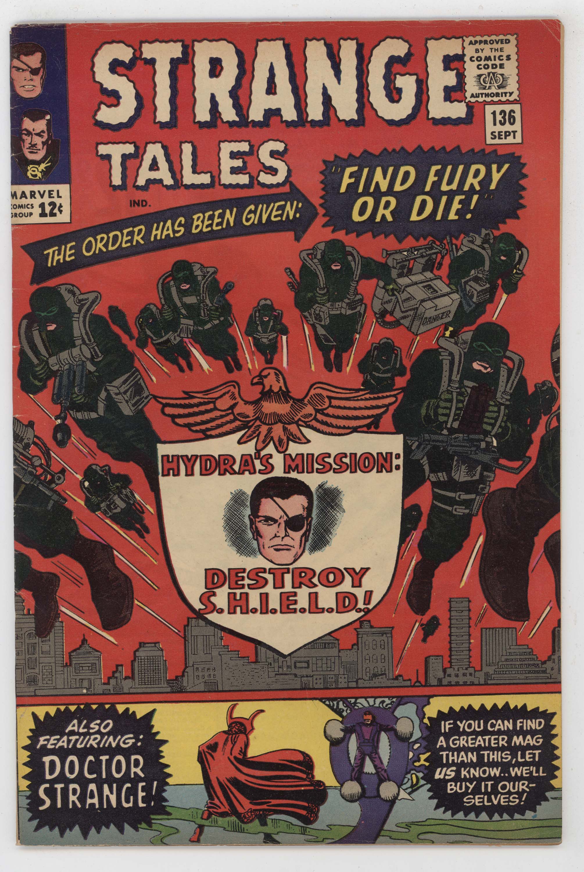 Strange Tales 136 Marvel 1965 FN Doctor Strange Nick Fury Hydra