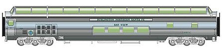 Walthers Proto 13502 HO Scale 85' Budd Big Dome Bar Lounge Dormitory - Ready to Run -- BNSF #31, Business Train (Real Metal Finish)