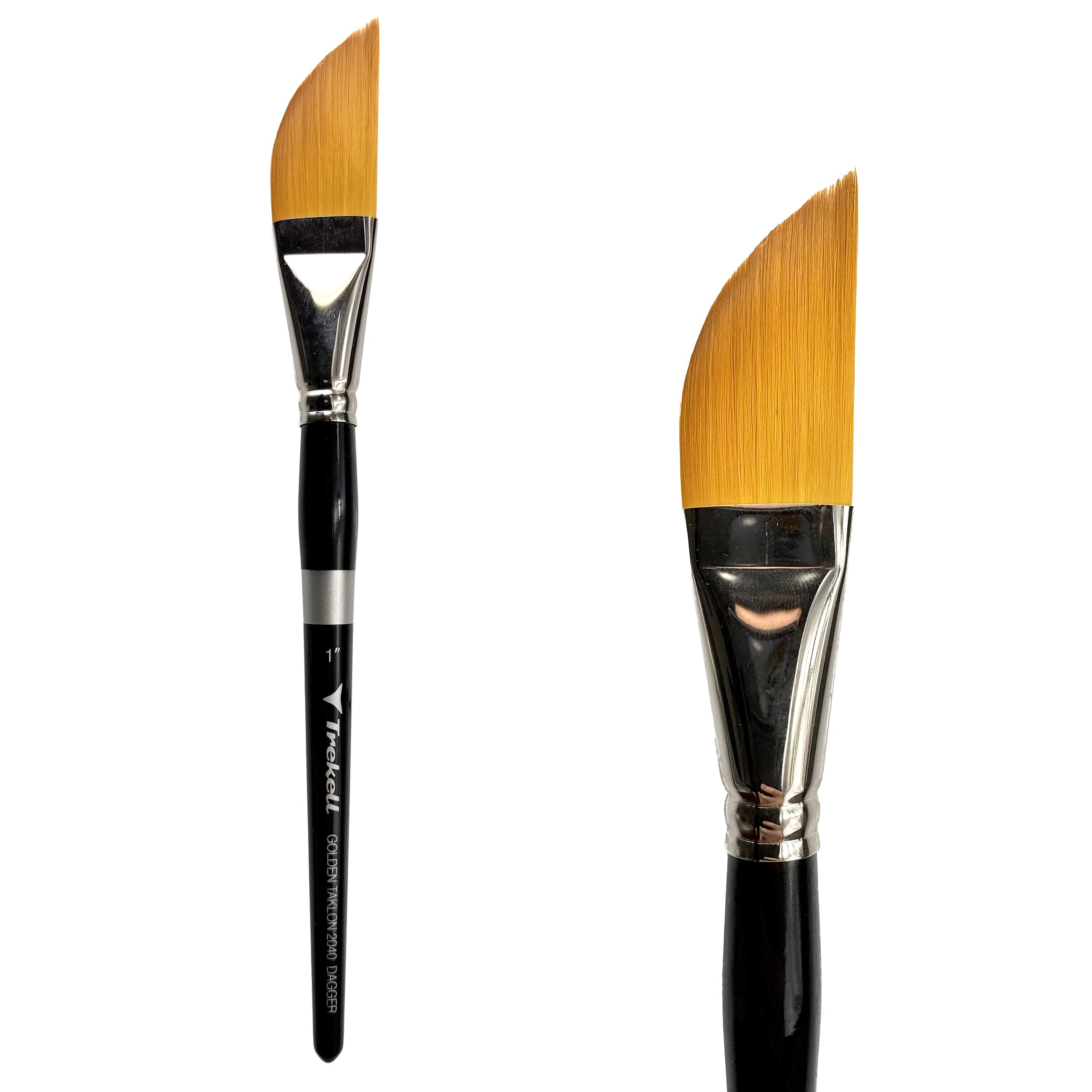 Trekell Golden Taklon Short Handle Artist Brush - Size 1" Dagger