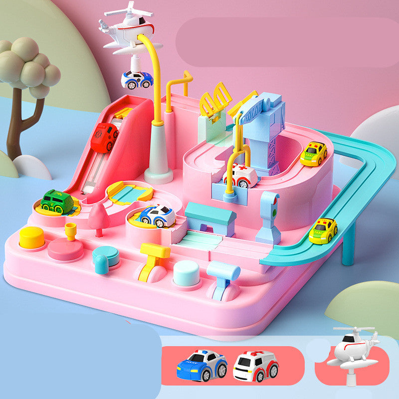 Adventure Parking Lot Car Track โ Interactive Rail Toy Set for Kids