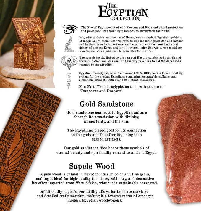 Egyptian Gold Sandstone Stone Dice Set - Dice Around the World Collection