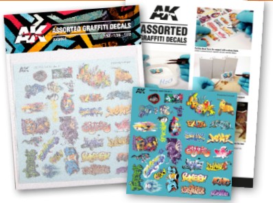 AK Interactive 9091 Assorted Graffiti Decals for 1/32, 1/35, 1/72