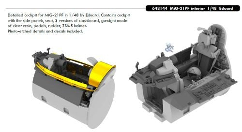 Eduard 648144 1/48 Aircraft- MiG21PF Interior for EDU (Photo-Etch & Resin)