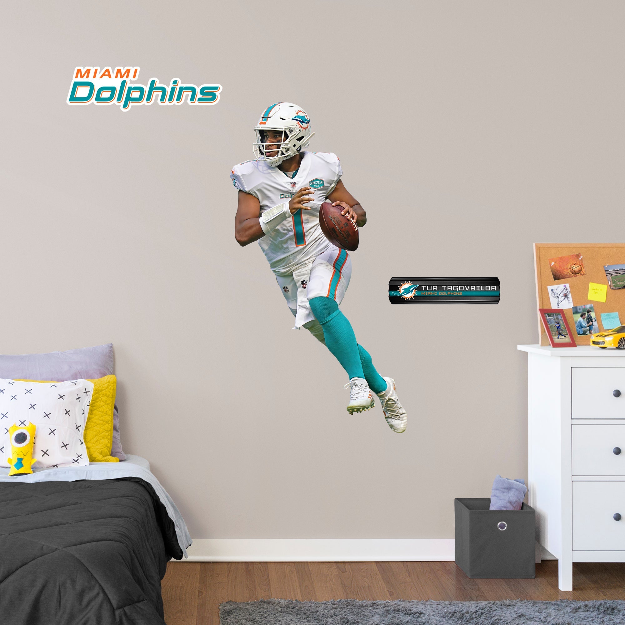 Tua Tagovailoa - RealBig Collection - Official NFL - Miami Dolphins - Reusable Vinyl Wall Decals #1