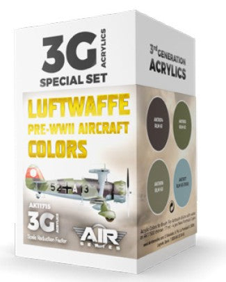 AK Interactive 11715 Air Series: Luftwaffe Pre-WWII Aircraft 3G Acrylic Paint Se