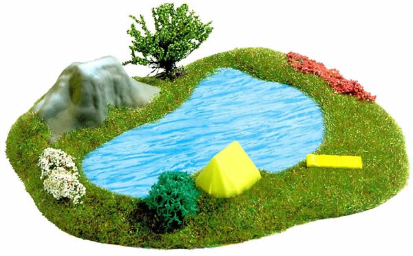 Busch 3101 HO Scale Small Lake w/Tent -- 5-7/8 x 5-1/2" 15 x 14cm