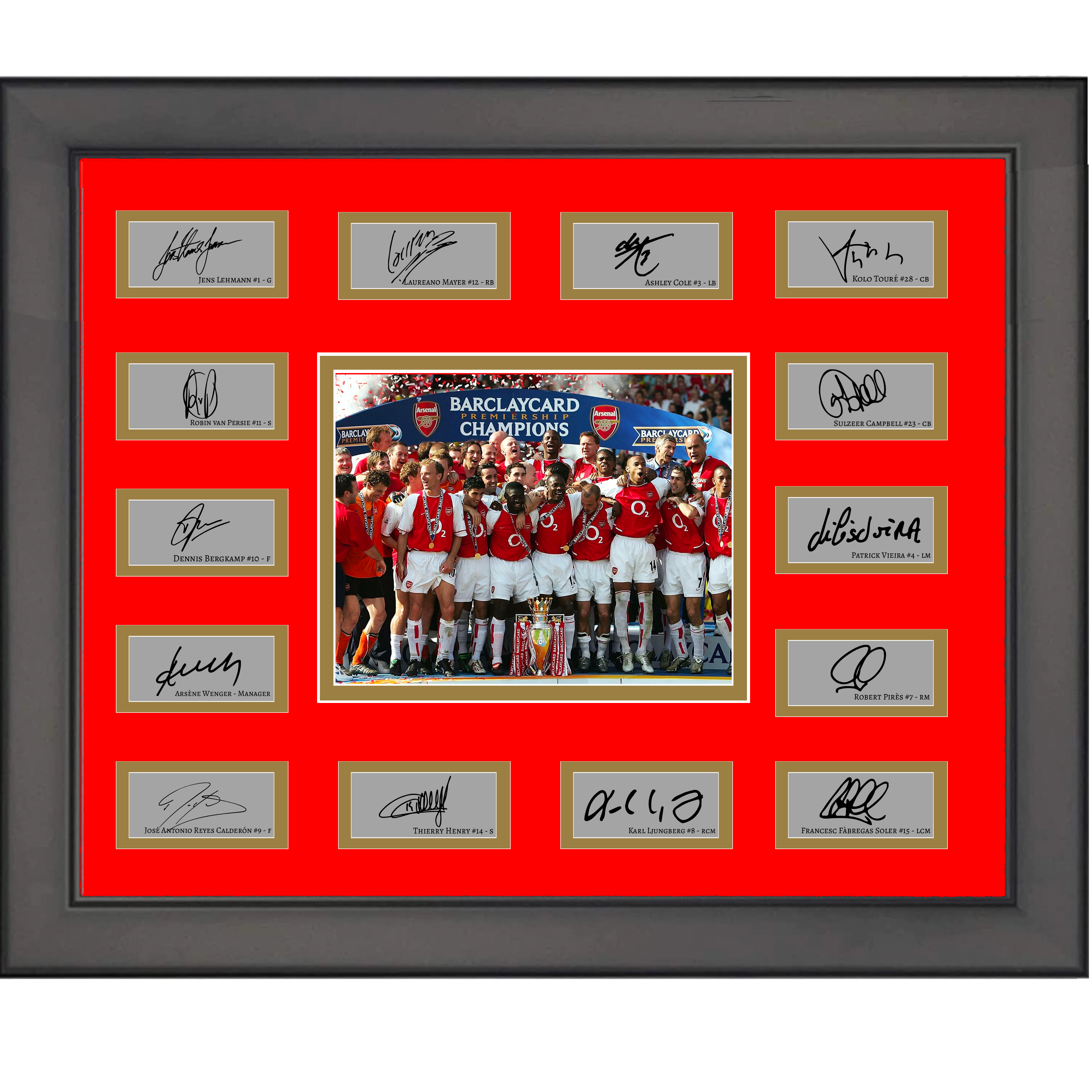 Framed 2004 Arsenal Invincibles Premier League Champions Team Facsimile Laser Engraved Signature Auto Collage 20x25 Soccer Futbol Photo