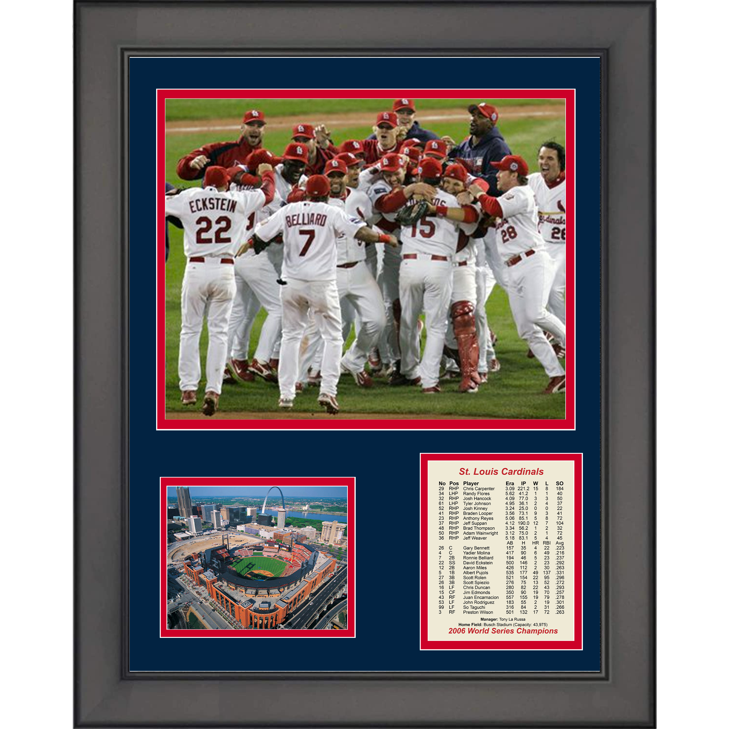 Framed St. Louis Cardinals 2006 World Series Champions 11"x14"Baseball Three Photo Collage