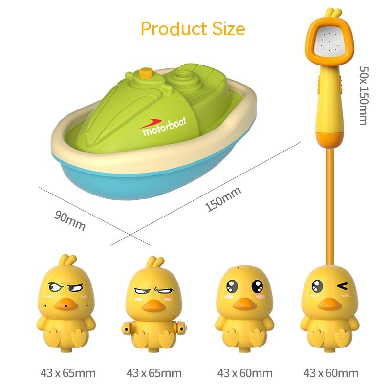 Baby Bath Toys – Cute Water Spray Duck with Shower and Boat