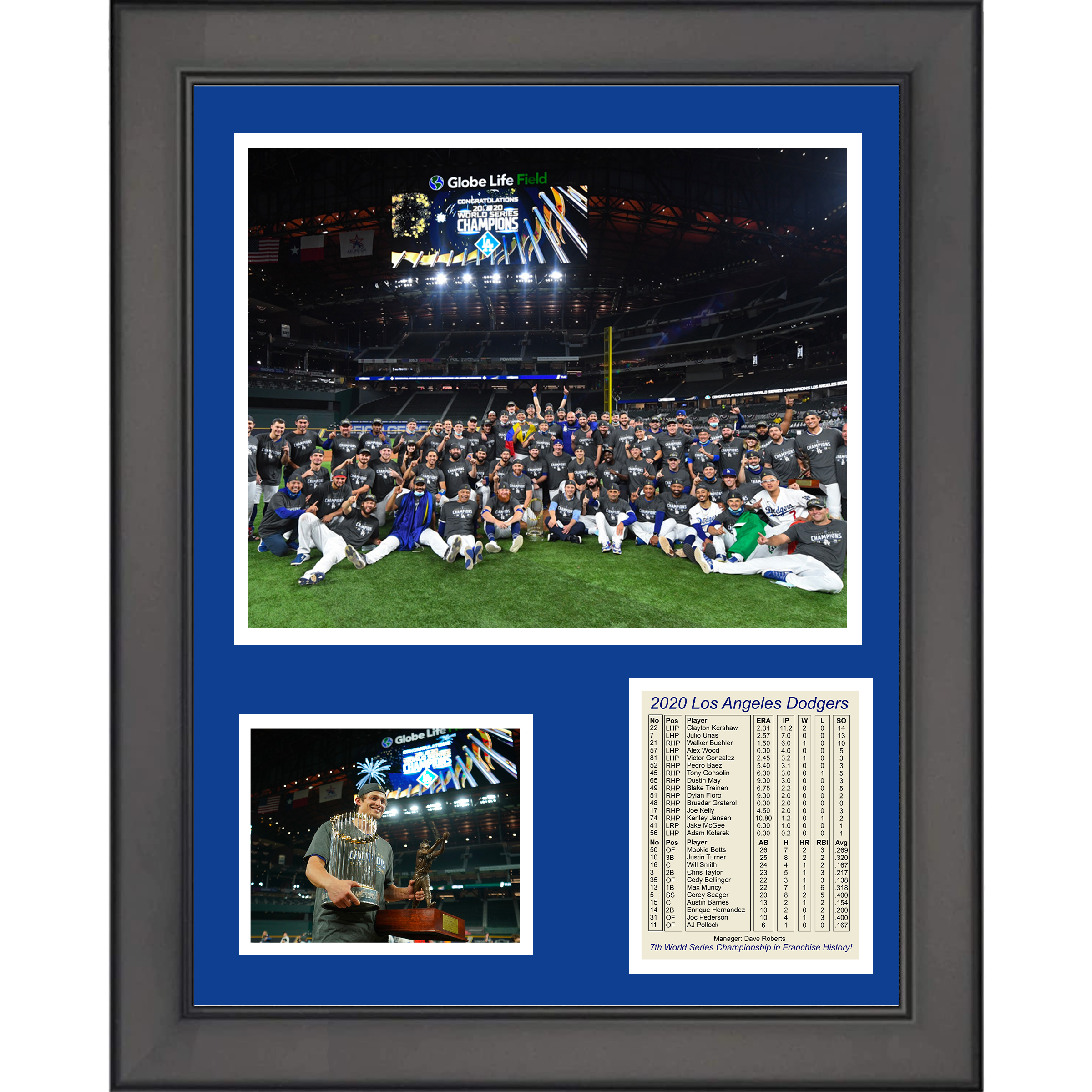 Framed Los Angeles Dodgers 2020 World Series Champions Mound Celebration 11"x14" Baseball Three Photo Collage