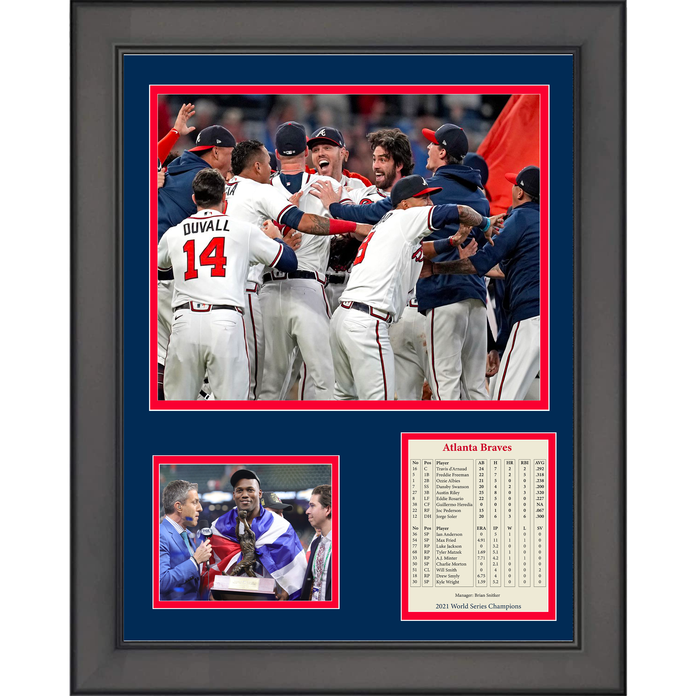 Framed Atlanta Braves 2021 World Series Champions Jorge Soler MVP 11"x14" Baseball Three Photo Collage