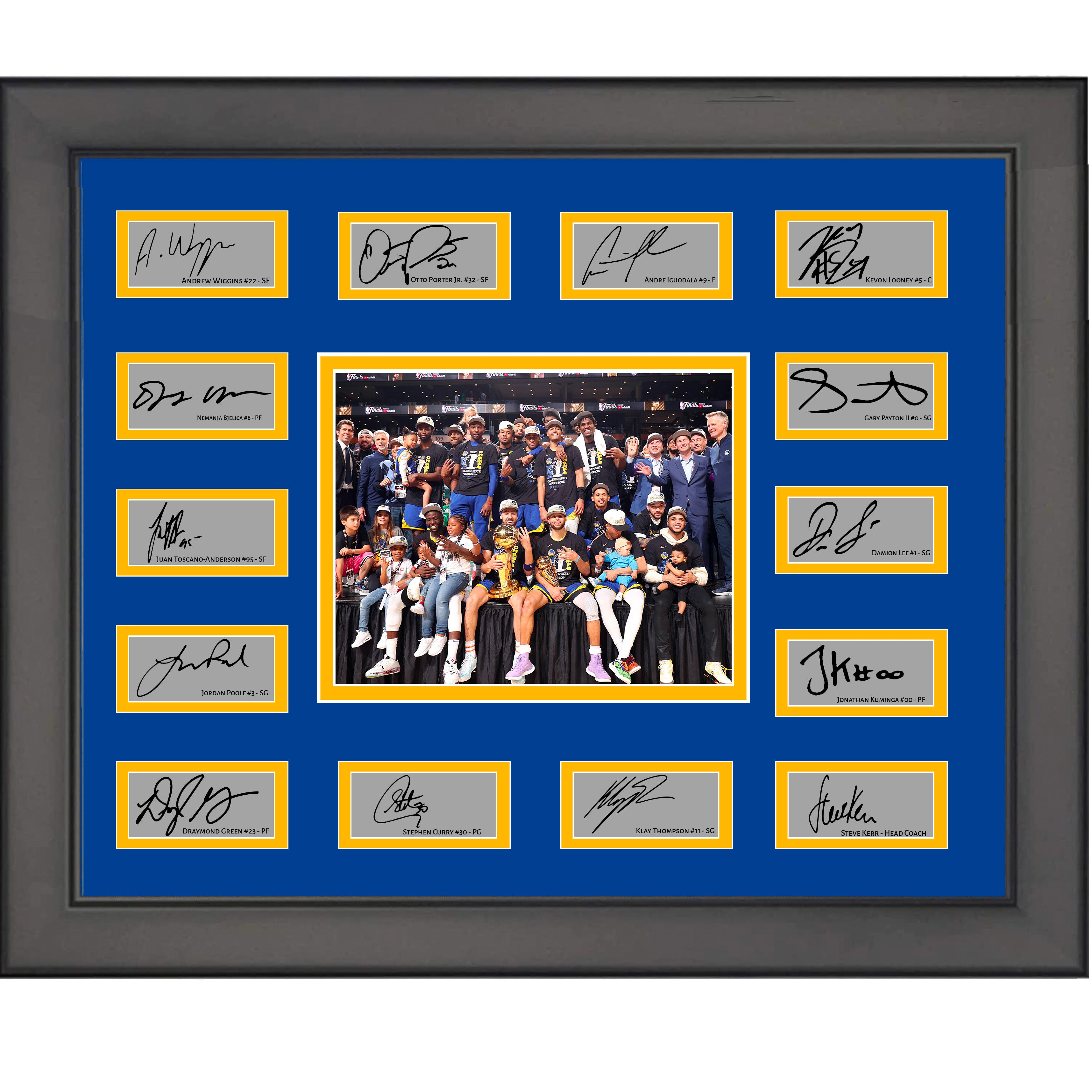 Framed 2022 Golden State Warriors NBA Champions Team Facsimile Laser Engraved Signature Auto Collage 20x25 Basketball Photo