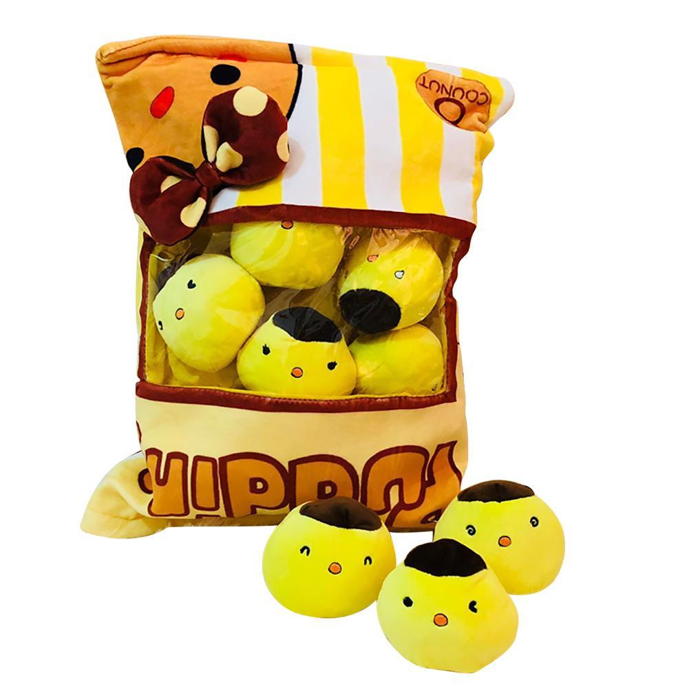 Snack Bag Plush Pillow – Soft Stuffed Toy with 8 Mini Plush Snacks