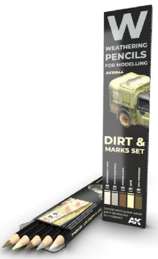 AK Interactive 10044 Weathering Pencils: Dirt Marks Set (5 Colors)