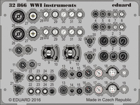 Eduard 32866 1/32 Aircraft- WWI Instruments (Painted)