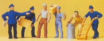 Preiser 14016 HO Scale Delivery Men w/Loads #2 -- pkg(6)