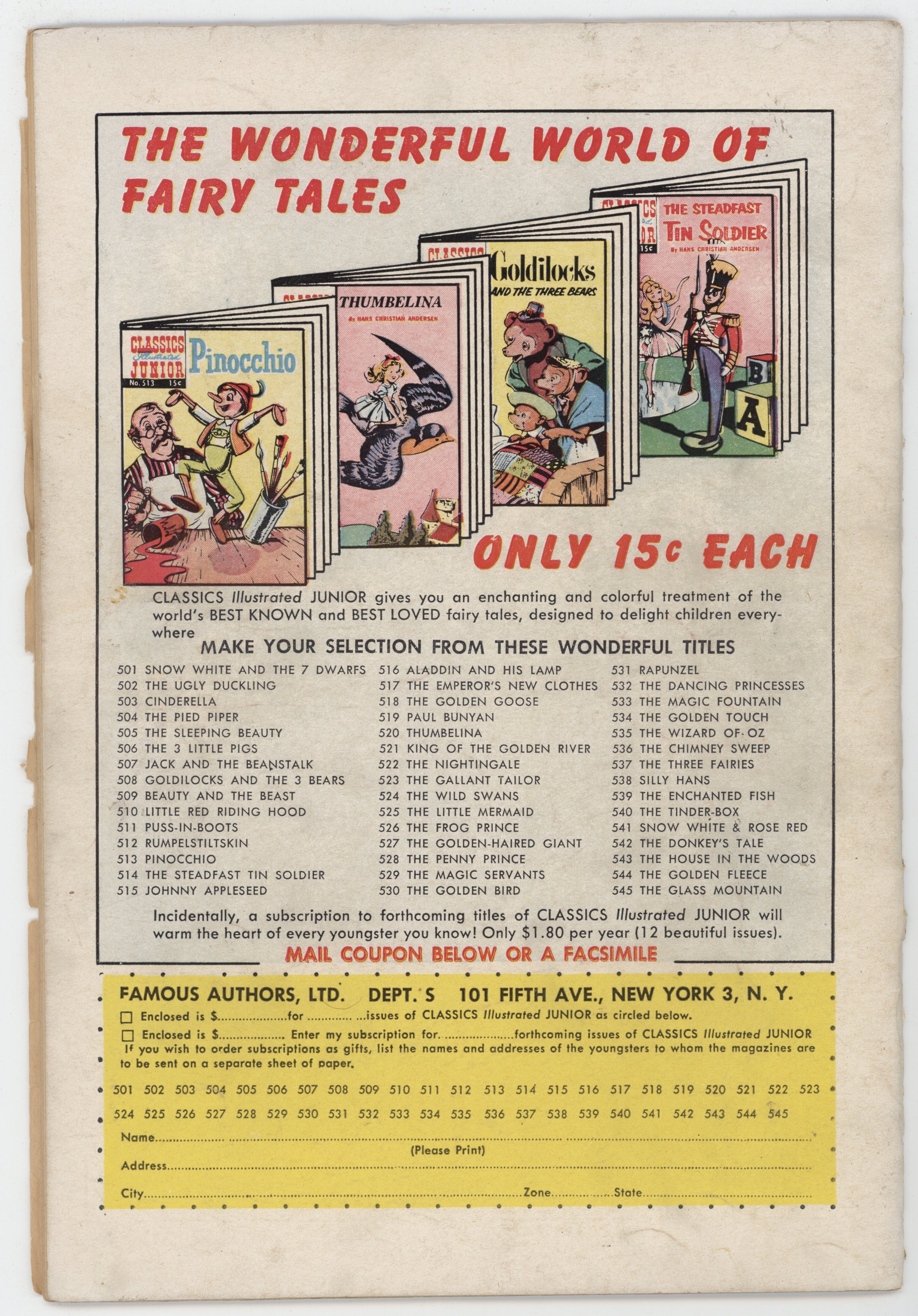 Classics Illustrated Junior 545 Gilberton 1957 FR Glass Mountain HRN 545