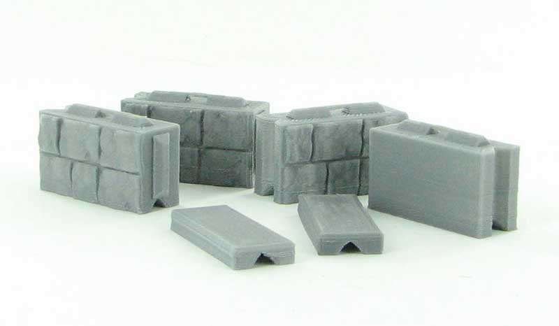 3D To Scale 50-130-GY 1/50 Scale Precast Wall Block Set