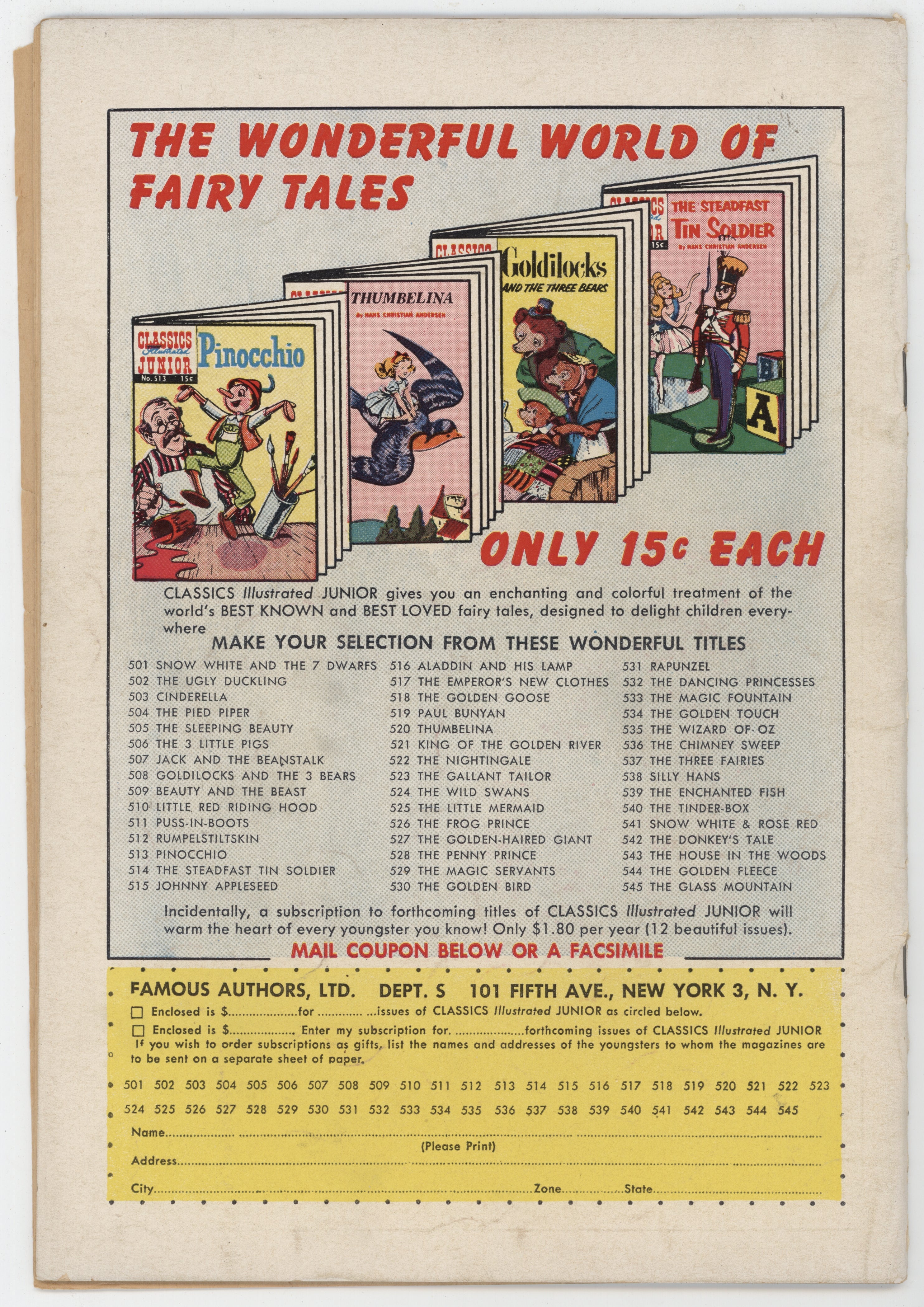 Classics Illustrated Junior 548 Gilberton 1958 FR Magic Pitcher HRN 545