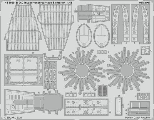 Eduard 481029 1/48 Aircraft- B26C Invader Undercarriage & Exterior for ICM